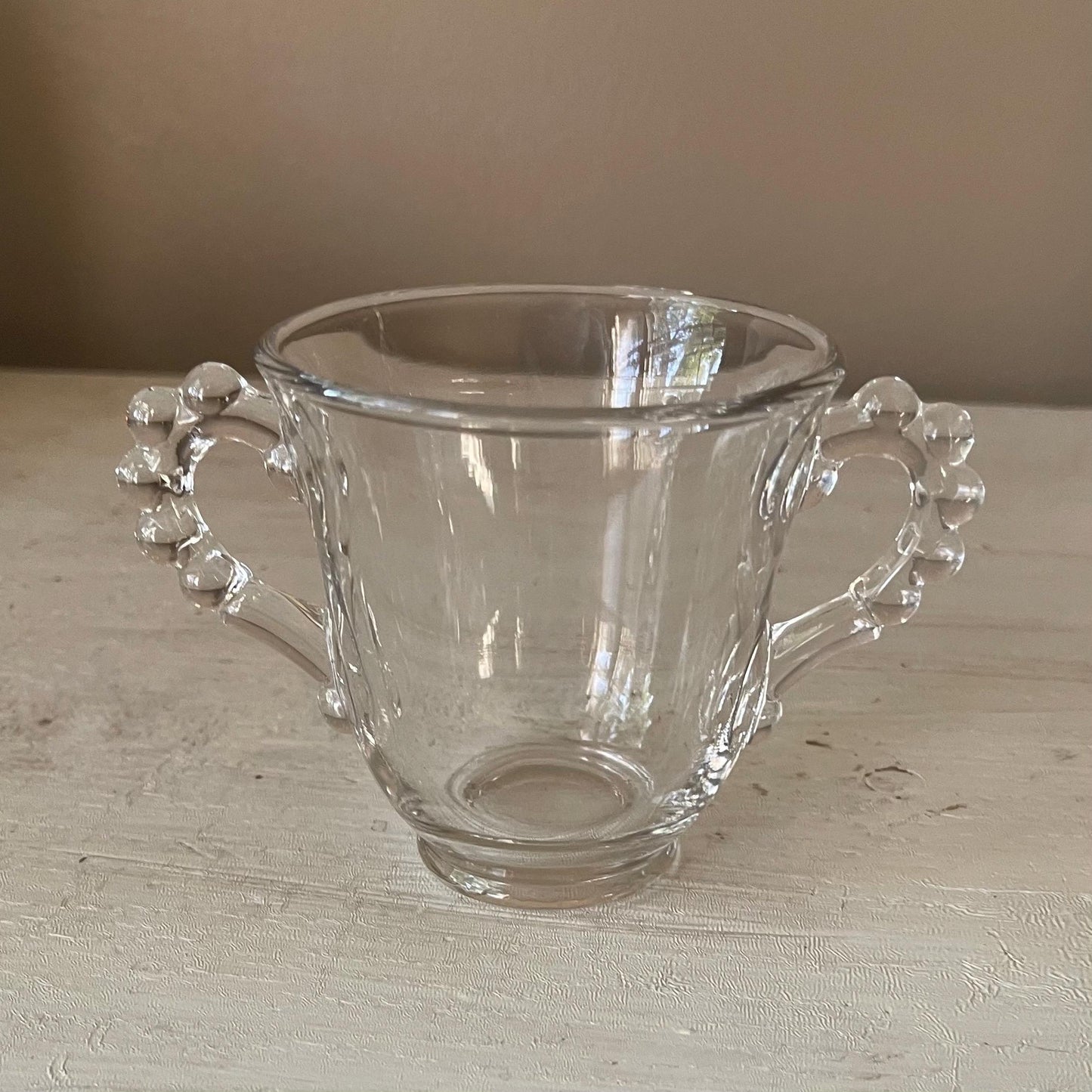 Candlewick Creamer and Sugar Bowl Set | Vintage Candlewick | Beaded Ridge Glass Plates | Candlewick Hobnail Edge | Hobnail Glass