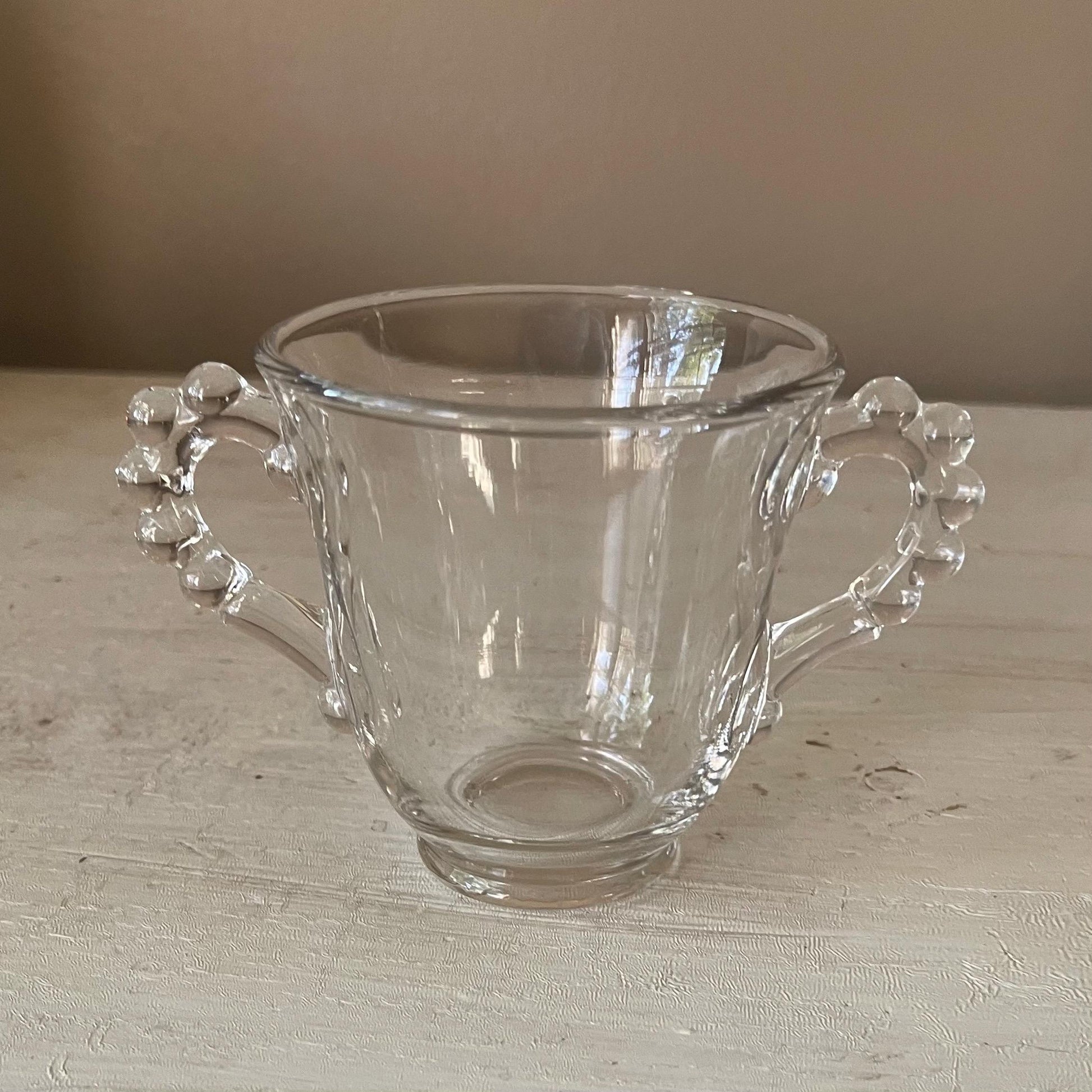 Candlewick Creamer and Sugar Bowl Set | Vintage Candlewick | Beaded Ridge Glass Plates | Candlewick Hobnail Edge | Hobnail Glass