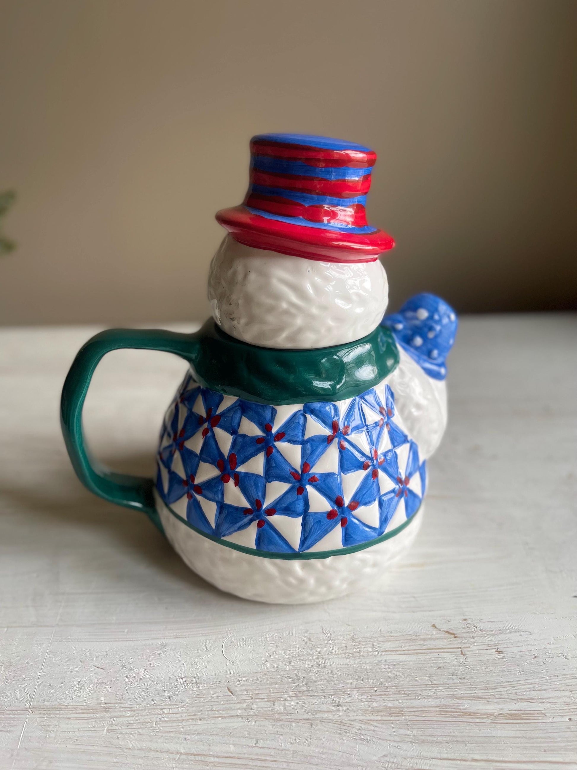 Vintage Snowman Teapot | Christmas Teapot | Vintage Christmas | Snowman | Vintage Snowman | Snowman Teapot by Christmas Village