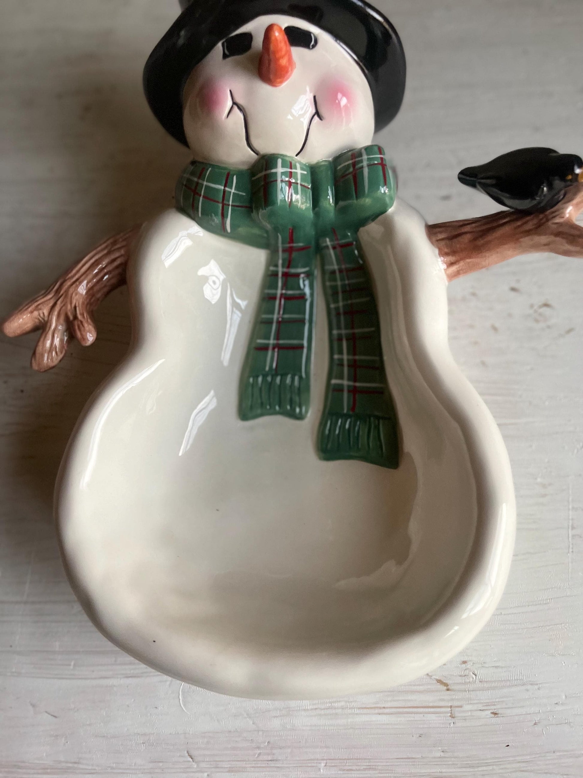 Vintage Snowman Candy Dish | Winter Serving Dish | Snowman Serving Dish | Sakura Snowman Dish | Vintage Christmas