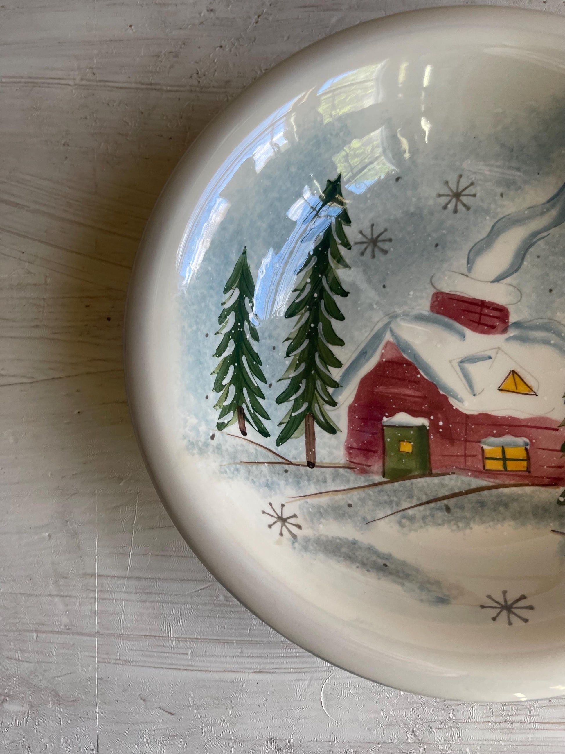 Winter Wonderland Salad Bowl | Christmas Plate | Winter Plate | Vintage Christmas Dishes | Christmas Plates | Winter Dishes