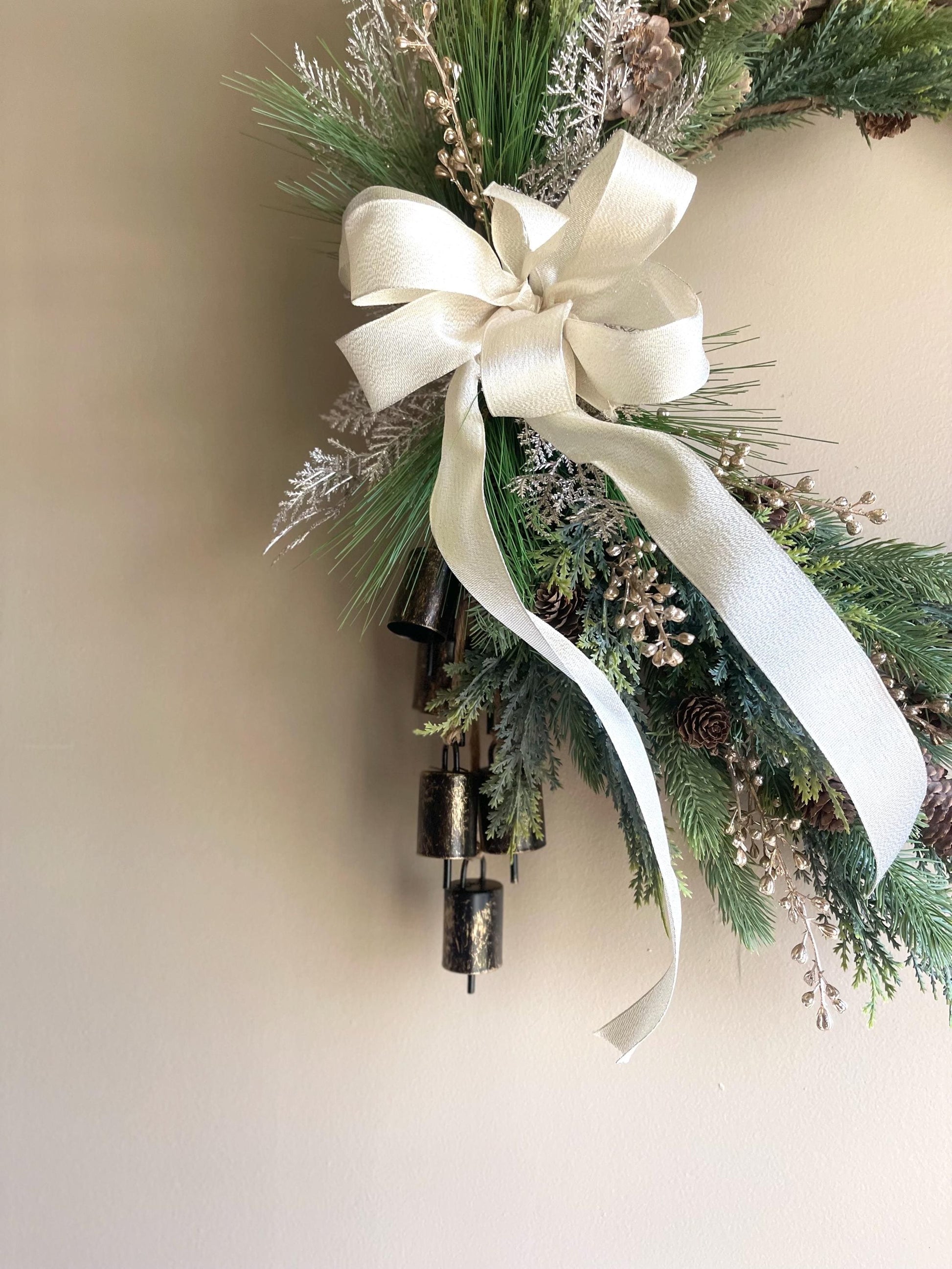 Gold Winter Wreath | Rustic Winter Wreath | Christmas Wreath | Christmas Wreath for Front Door | Farmhouse Wreath | Handmade Winter Wreath