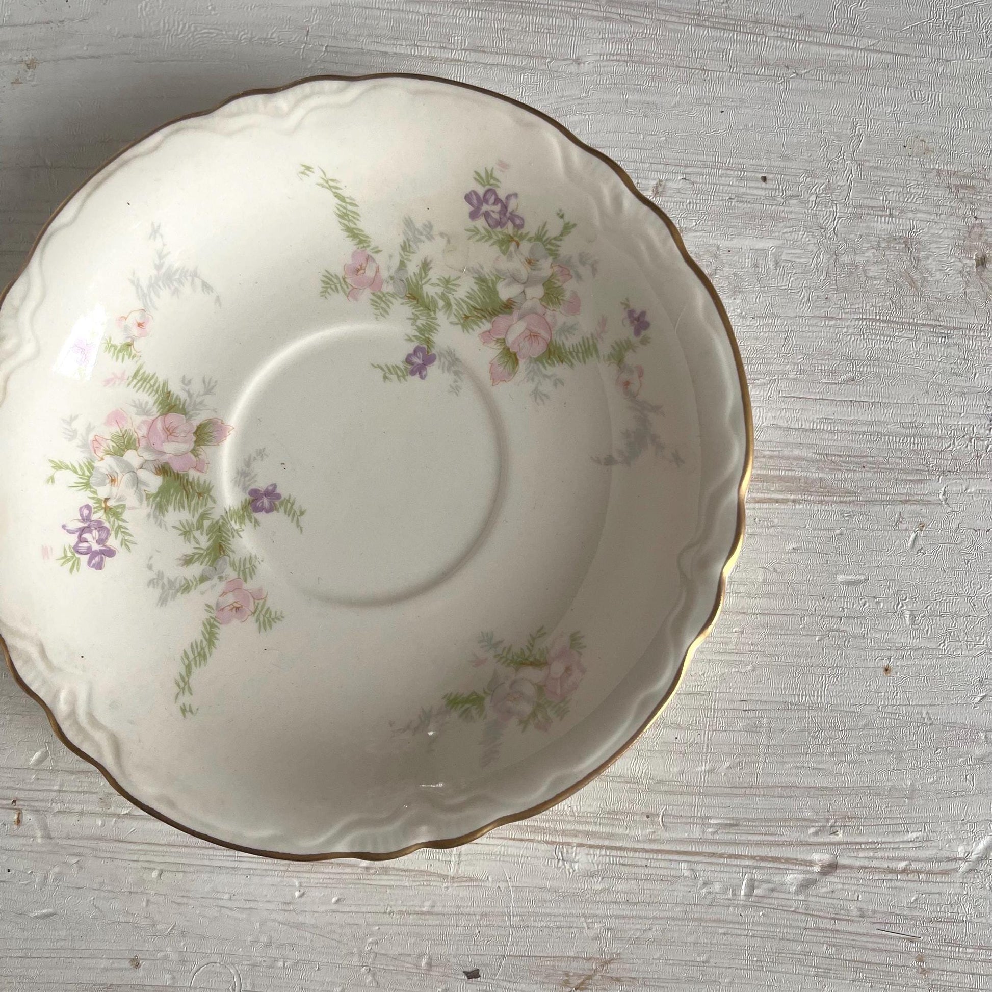 Homer Laughlin Jean Pattern Cup & Saucer Set | Vintage Cup and Saucer with Pink Flowers | Wedding or Bridal Shower Table Setting