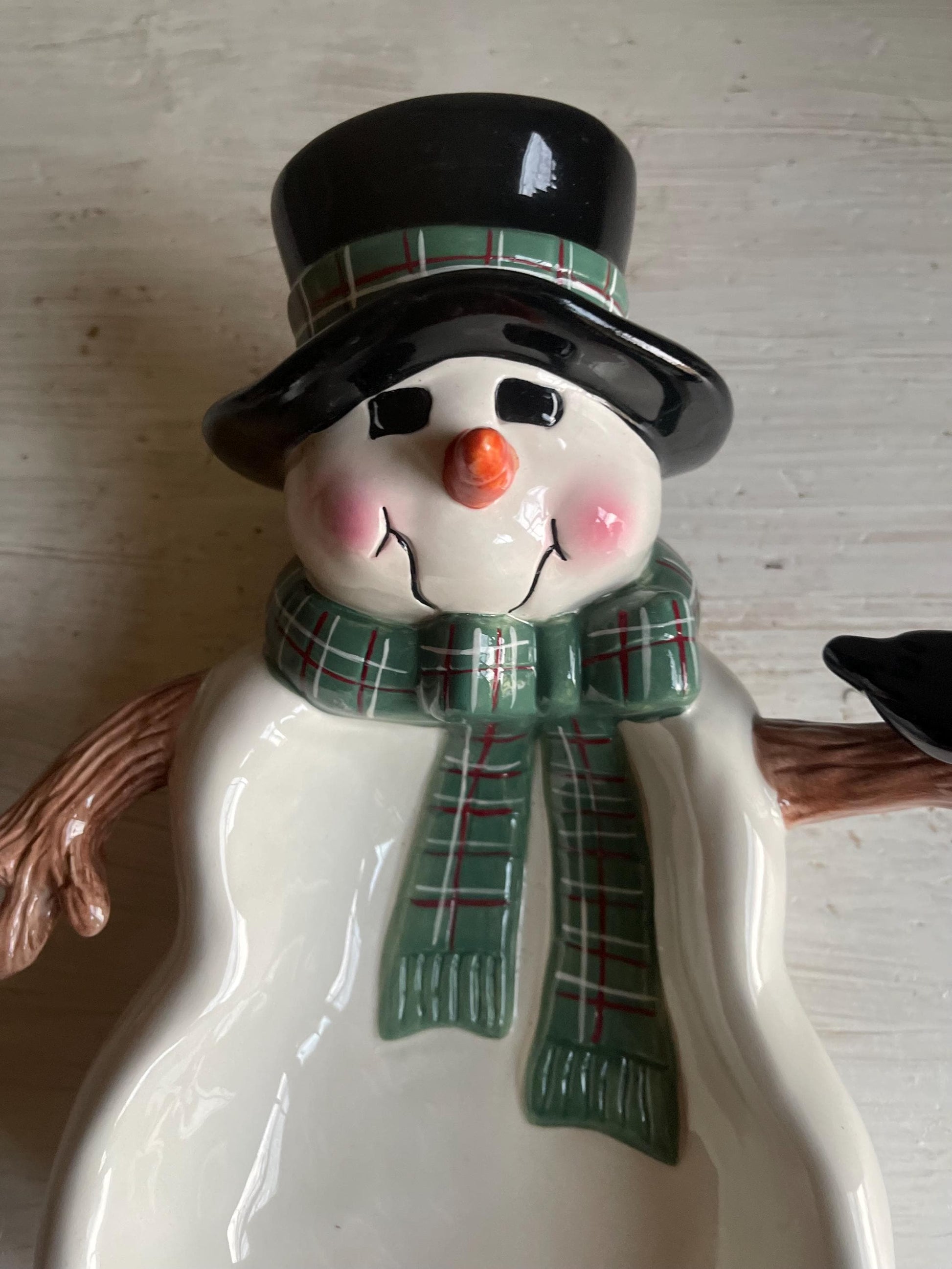 Vintage Snowman Candy Dish | Winter Serving Dish | Snowman Serving Dish | Sakura Snowman Dish | Vintage Christmas