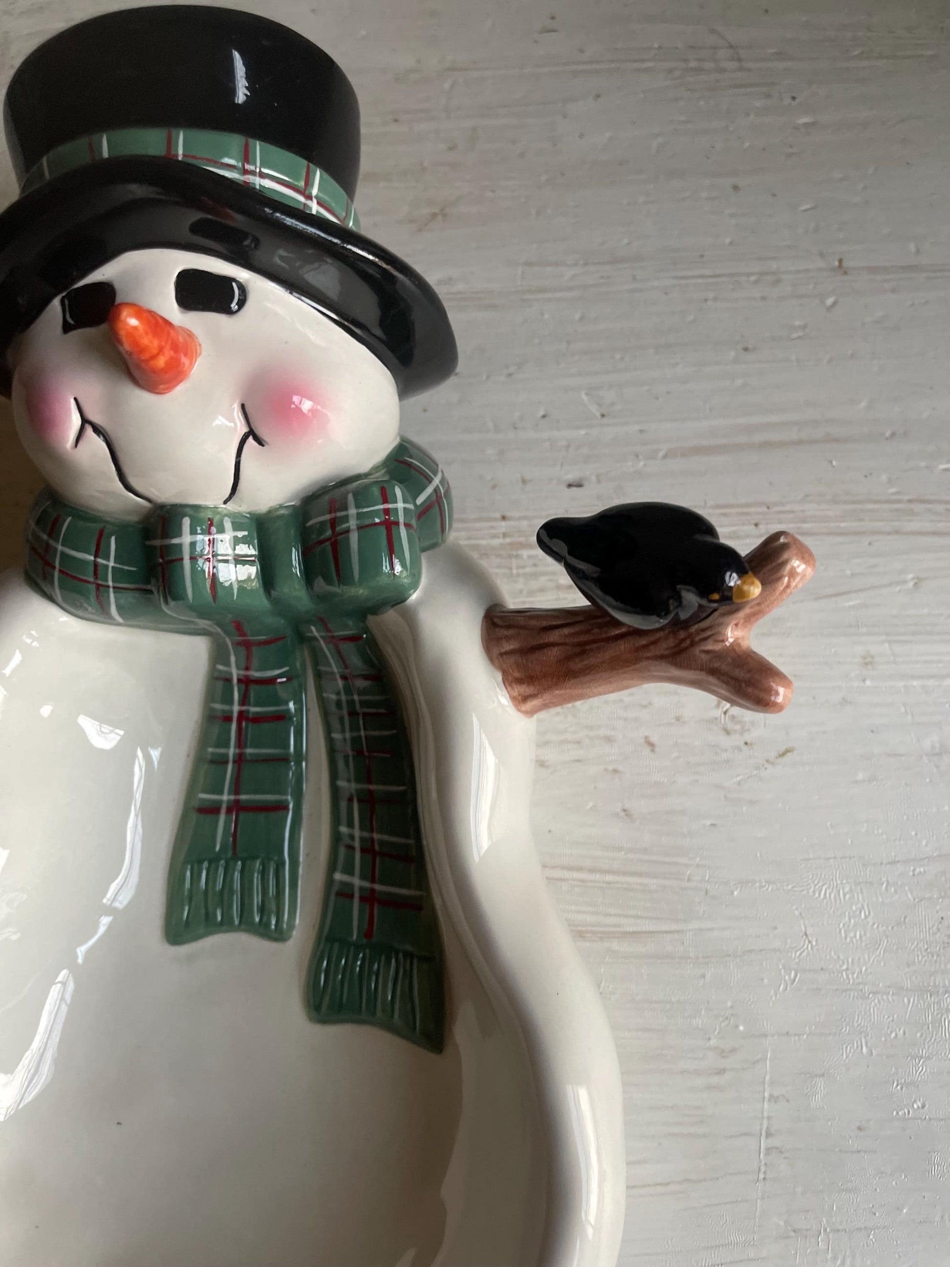 Vintage Snowman Candy Dish | Winter Serving Dish | Snowman Serving Dish | Sakura Snowman Dish | Vintage Christmas