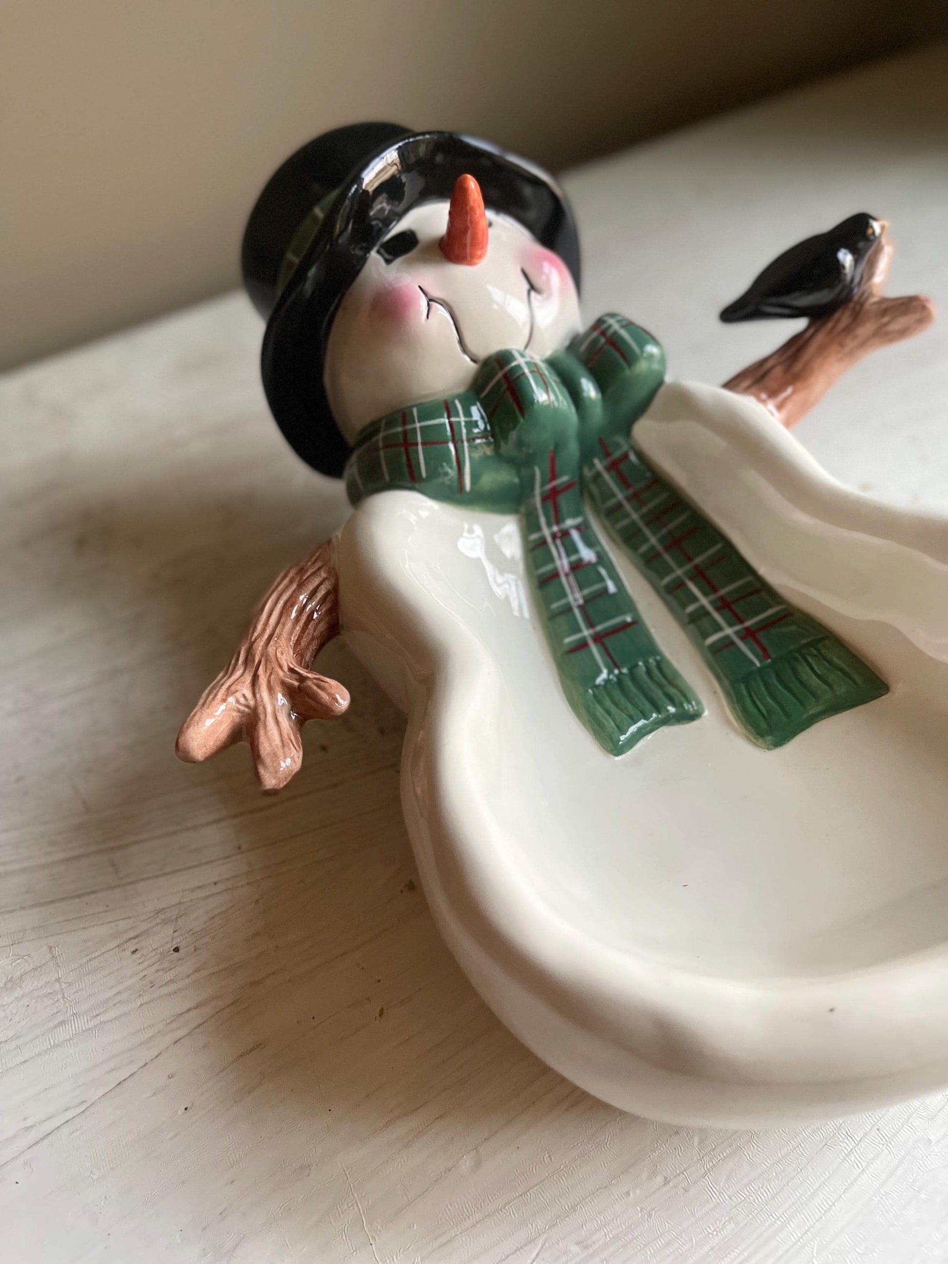 Vintage Snowman Candy Dish | Winter Serving Dish | Snowman Serving Dish | Sakura Snowman Dish | Vintage Christmas