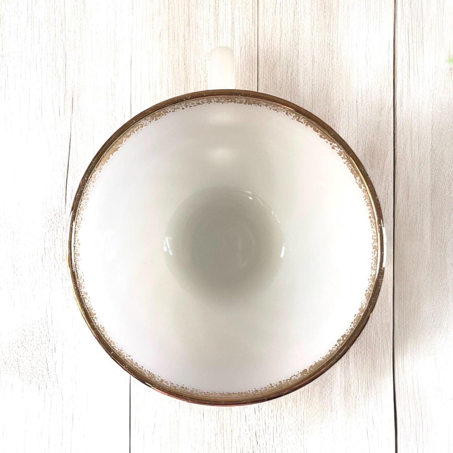 Vintage Fire King Milk Glass Cup and Saucer: Golden Anniversary Swirl