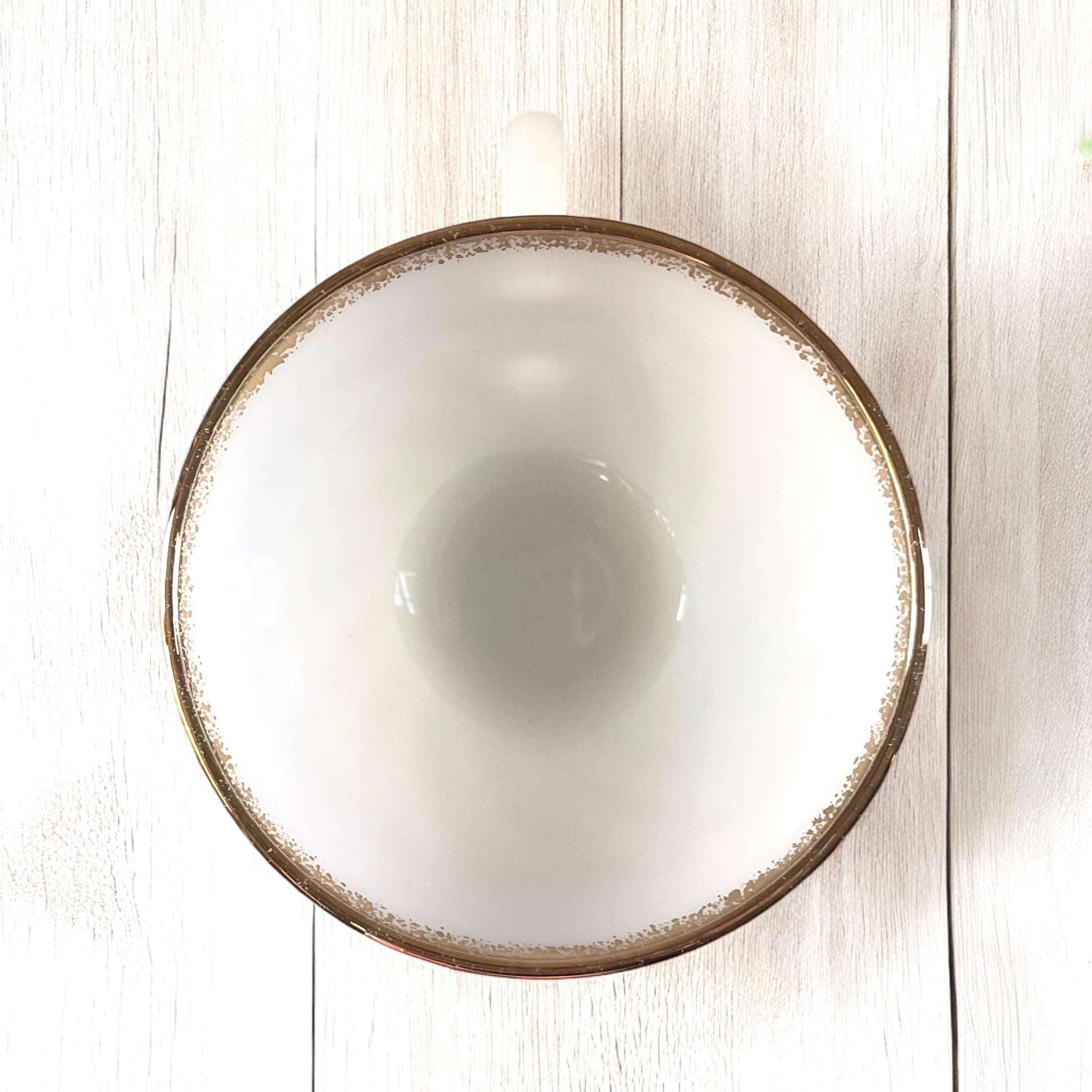 Vintage Fire King Milk Glass Cup and Saucer: Golden Anniversary Swirl