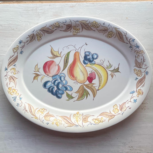 Vintage Kenro Melamine Serving Platter: Mid-Century Fruit Design