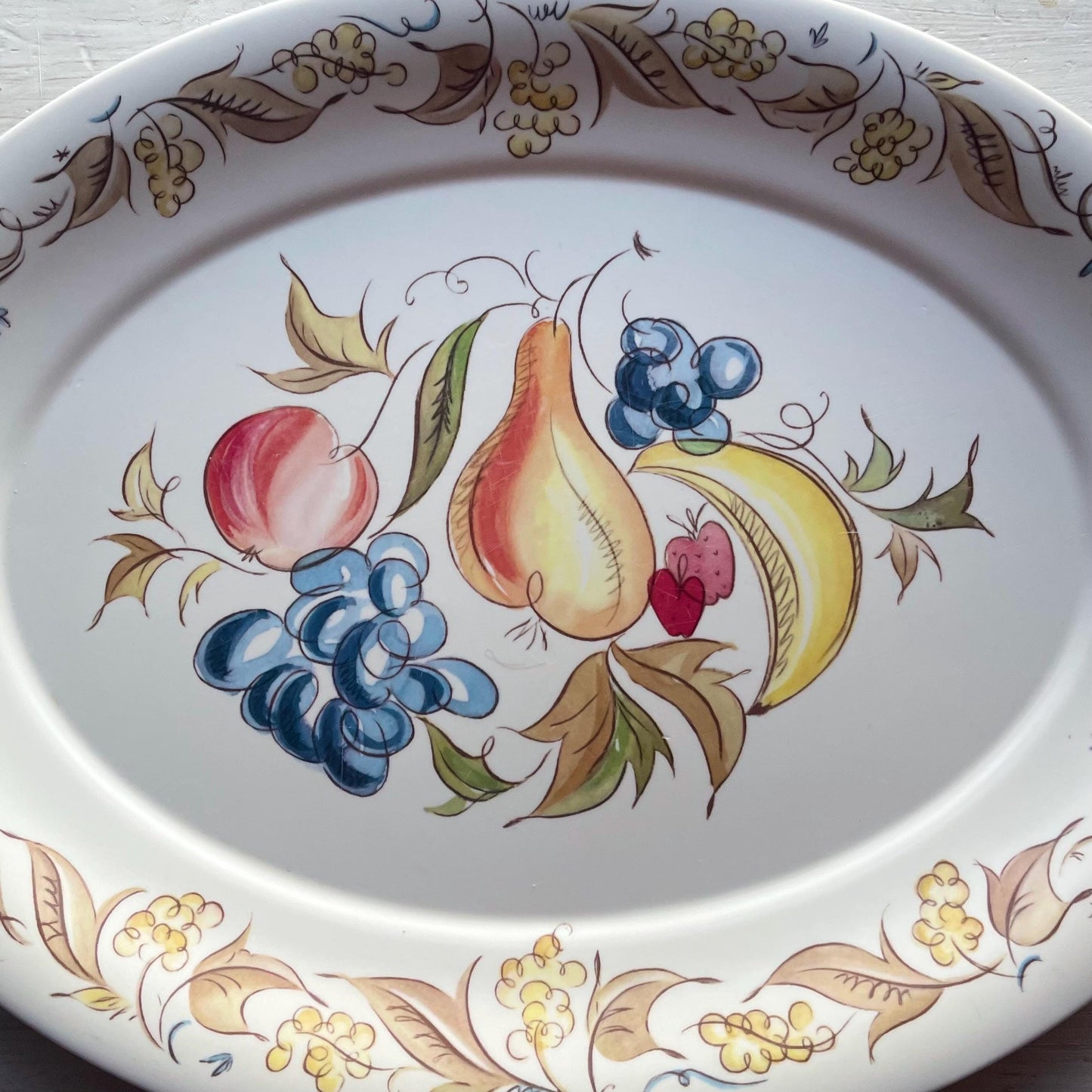 Vintage Kenro Melamine Serving Platter: Mid-Century Fruit Design