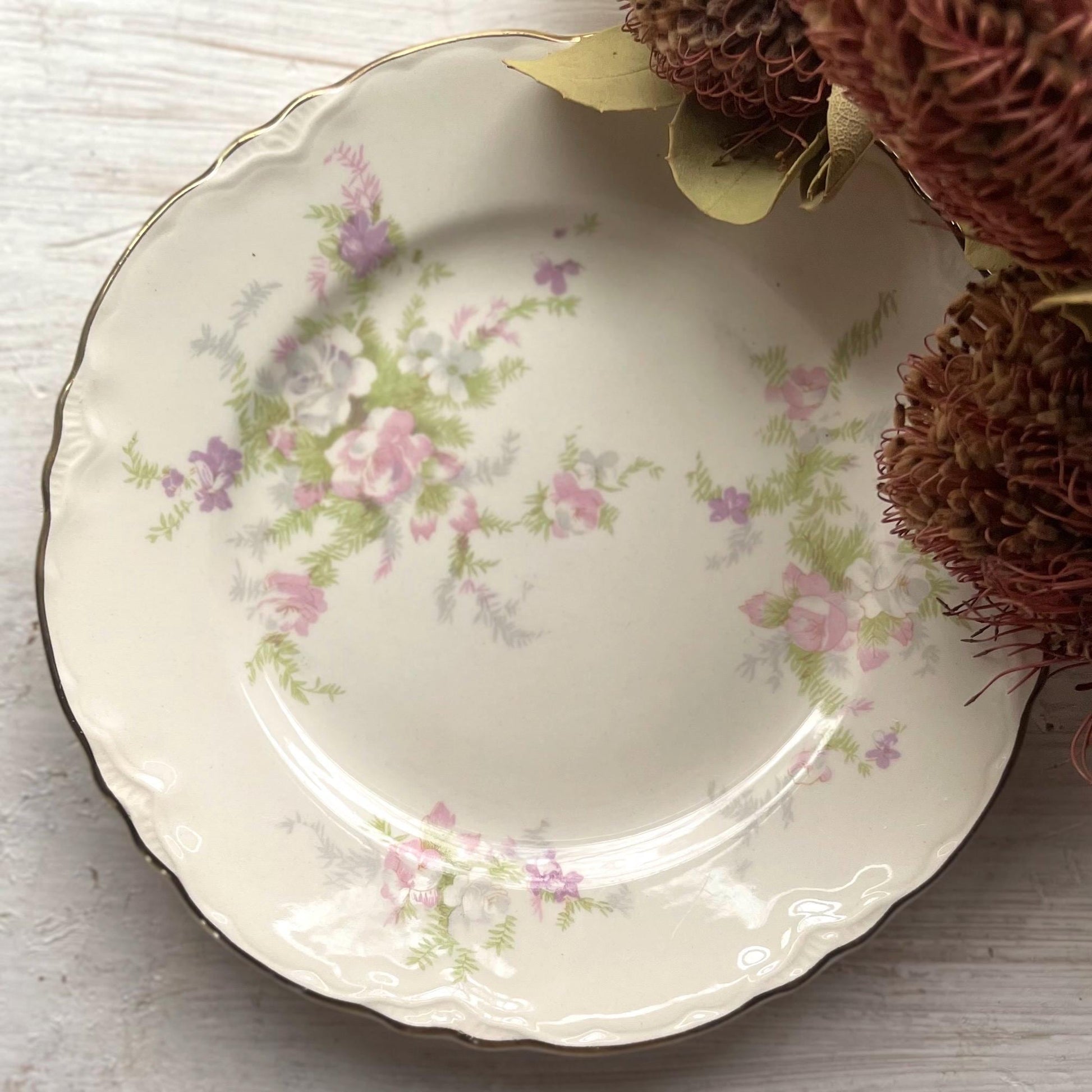 Homer Laughlin China Jean Pattern Plates | Laughlin Jean Dinner Plates | Vintage Floral Plates | Homer Laughlin Jean Salad Plates