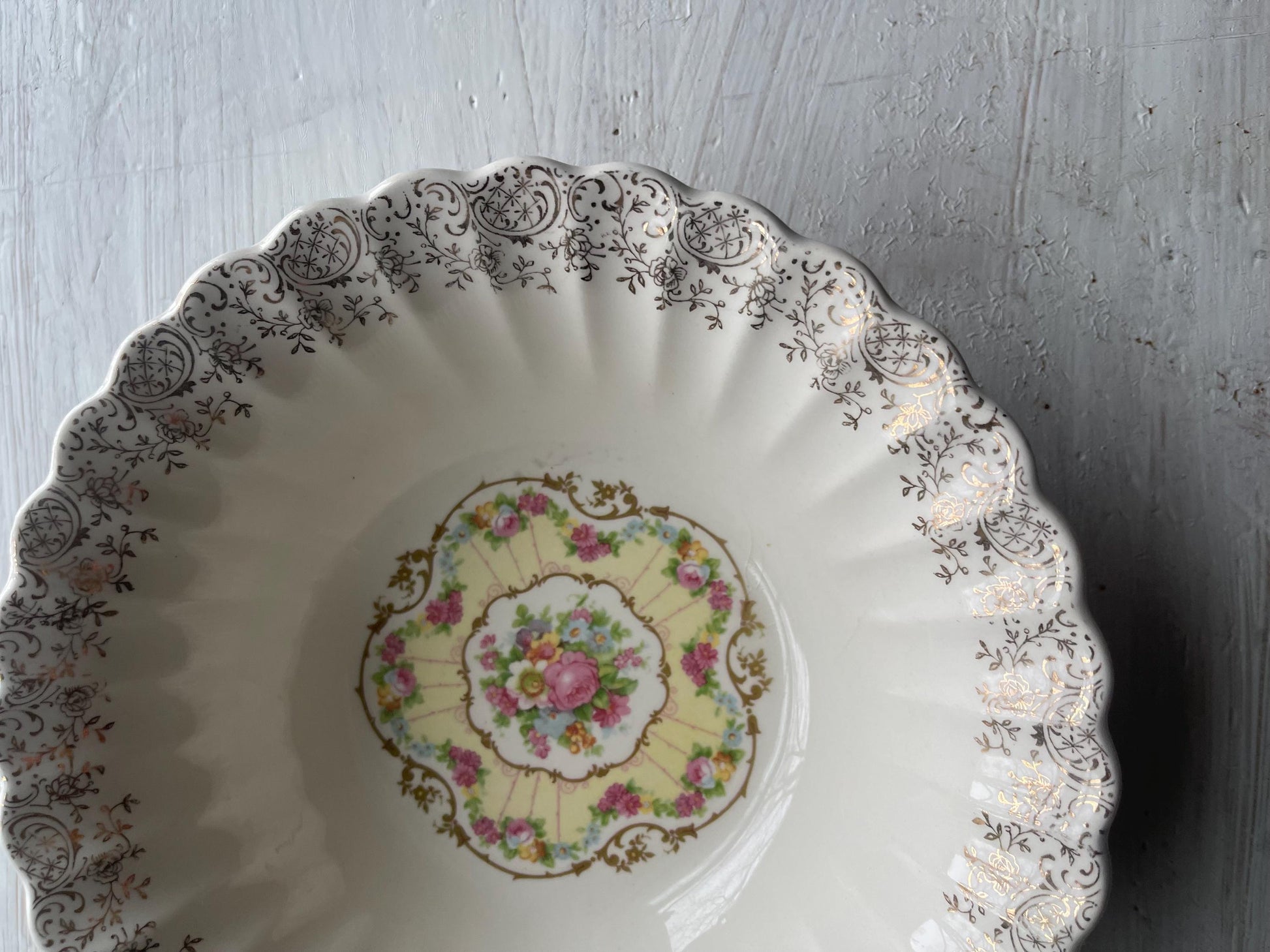 Toledo Delight by American Limoges Vintage Serving Bowl - Vintage China - 1930s China - 22k Gold Trim - Vintage Serving Bowl