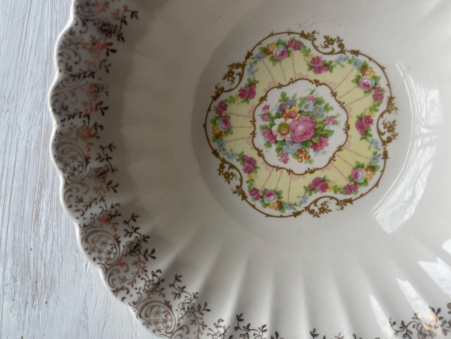 Toledo Delight by American Limoges Vintage Serving Bowl - Vintage China - 1930s China - 22k Gold Trim - Vintage Serving Bowl