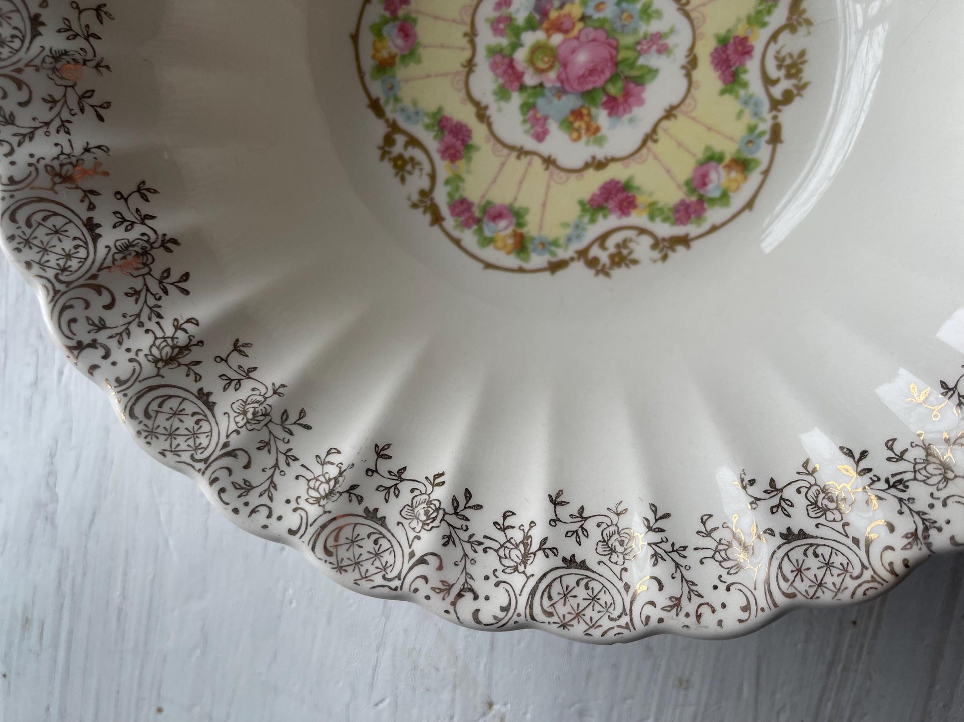 Toledo Delight by American Limoges Vintage Serving Bowl - Vintage China - 1930s China - 22k Gold Trim - Vintage Serving Bowl