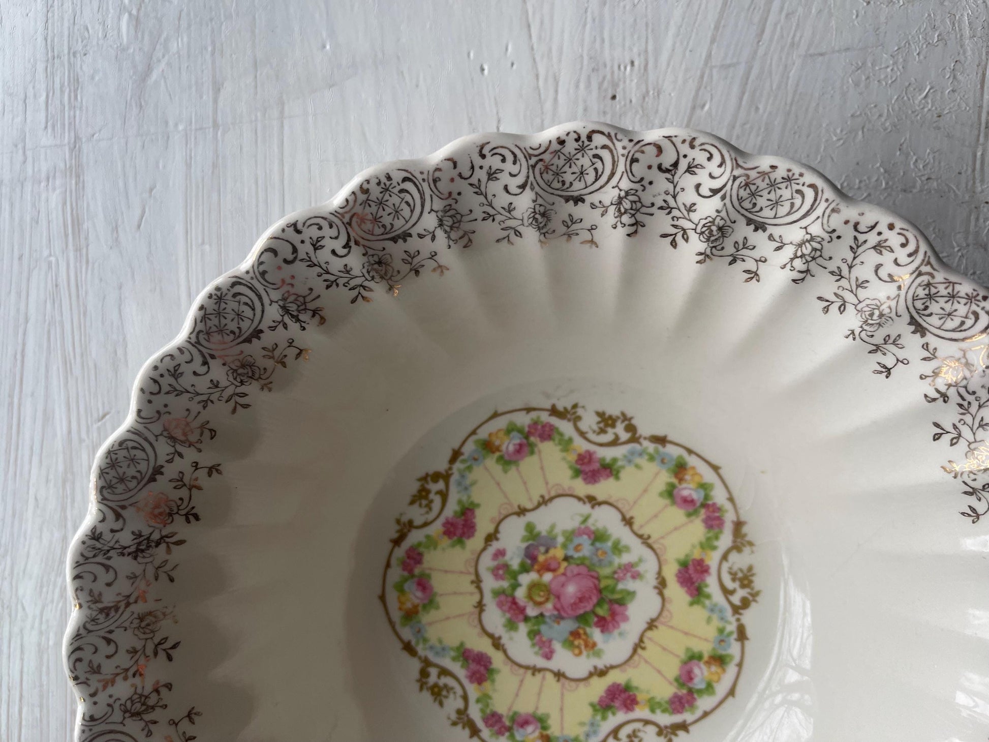 Toledo Delight by American Limoges Vintage Serving Bowl - Vintage China - 1930s China - 22k Gold Trim - Vintage Serving Bowl