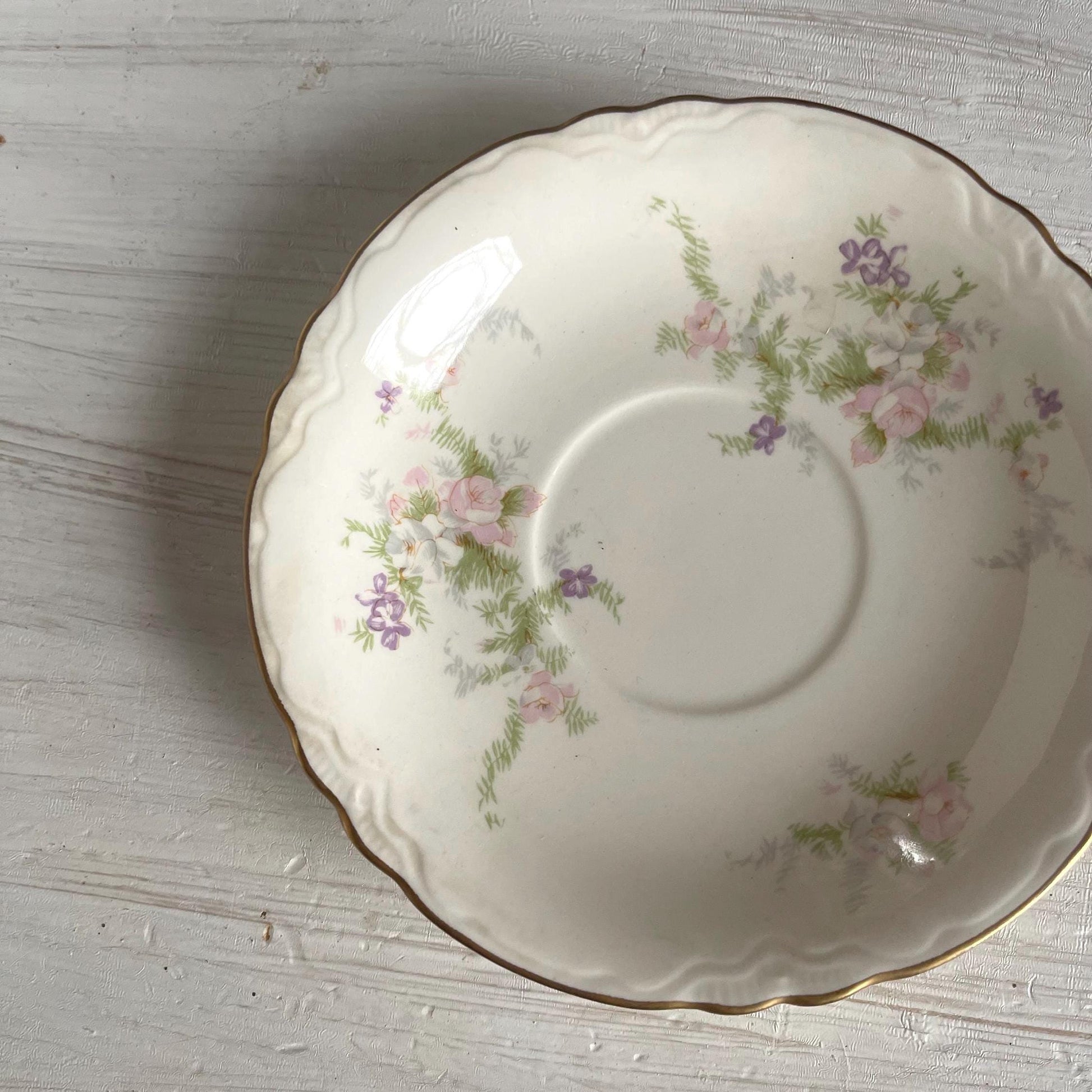 Homer Laughlin Jean Pattern Cup & Saucer Set | Vintage Cup and Saucer with Pink Flowers | Wedding or Bridal Shower Table Setting