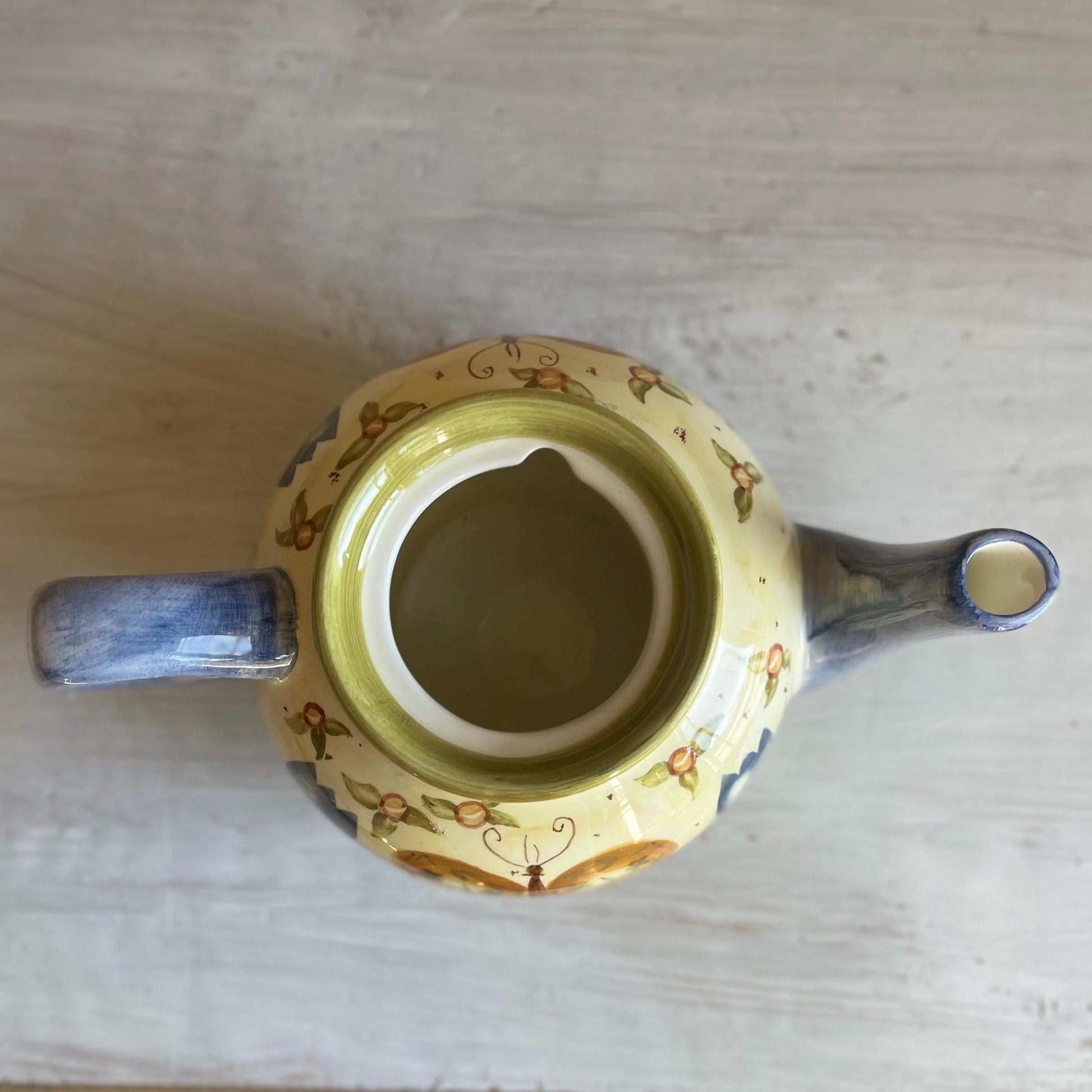 Lang Simple Life Butterfly Teapot | Hand-Painted Earthenware | Cream and Brown Garden Design | Karen Hillard Crouch Homestyle Ceramics