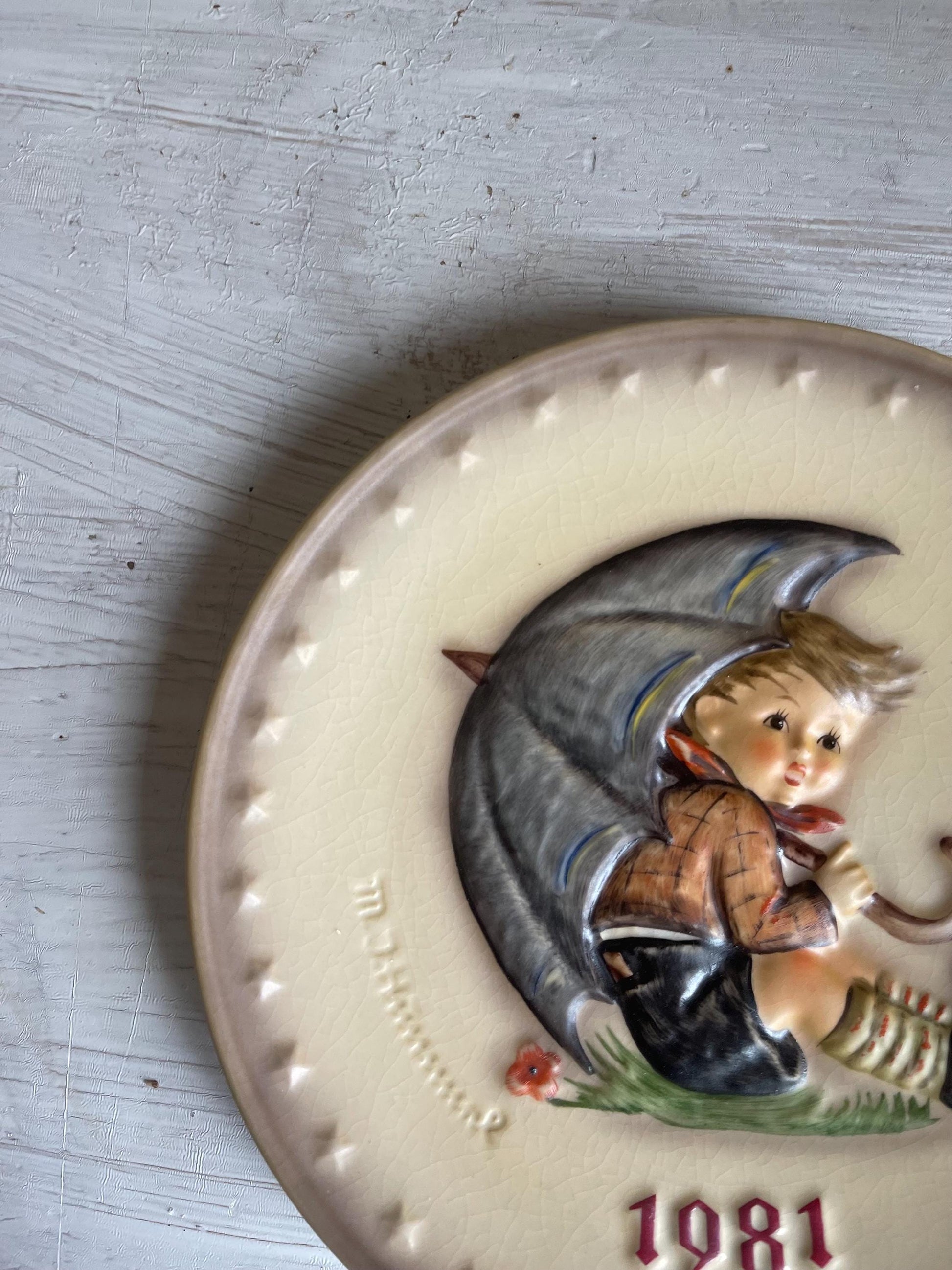 Vintage 1981 Hummel Annual Collector Plate - “Umbrella Boy” - Hummel Annual Plate - Vintage Hummel