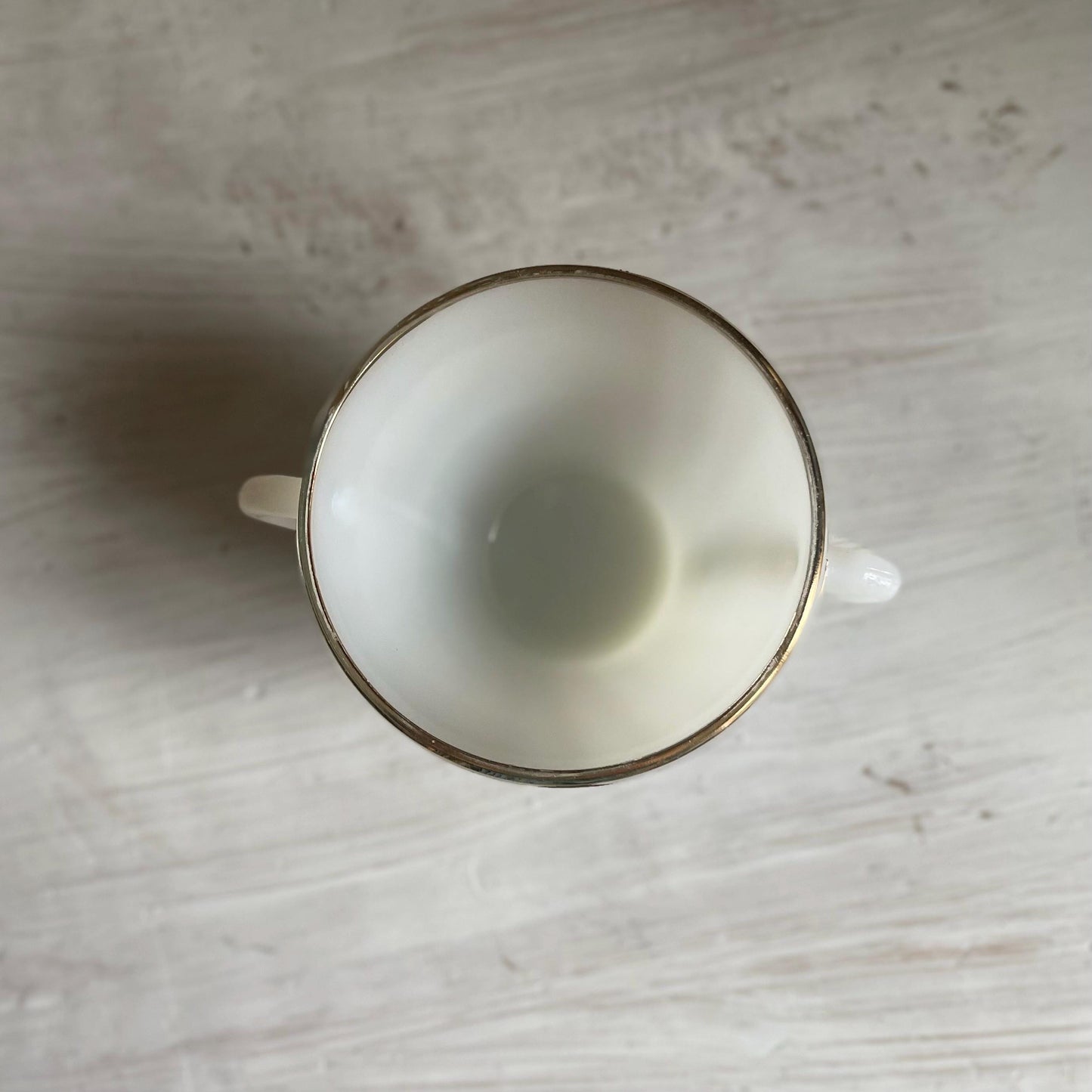 Fire King Milk Glass Golden Anniversary Cream and Sugar | Fire King Milk Glass Swirl | Vintage Anchor Hocking Gold Rim Milk Glass