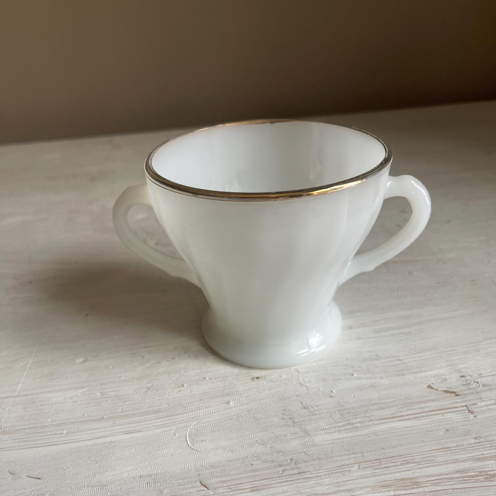 Fire King Milk Glass Golden Anniversary Cream and Sugar | Fire King Milk Glass Swirl | Vintage Anchor Hocking Gold Rim Milk Glass