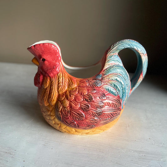 Rooster Pitcher by Country Gate Enesco - Vintage Pitcher - Farmhouse Decor - Gift for Rooster Collector - Chicken Pitcher