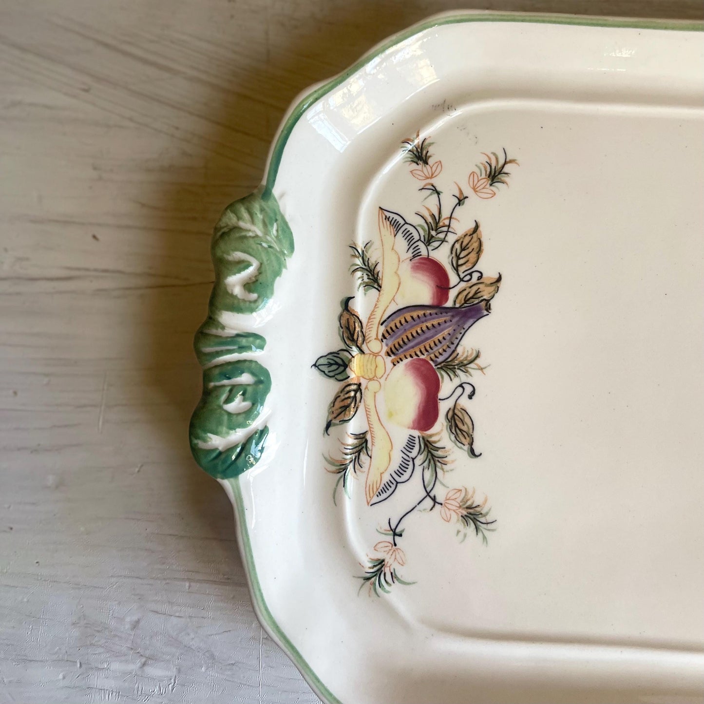 Vintage Caribbean White Ceramic Serving Platter | Hand-Painted Fruit Design | Vintage Platter