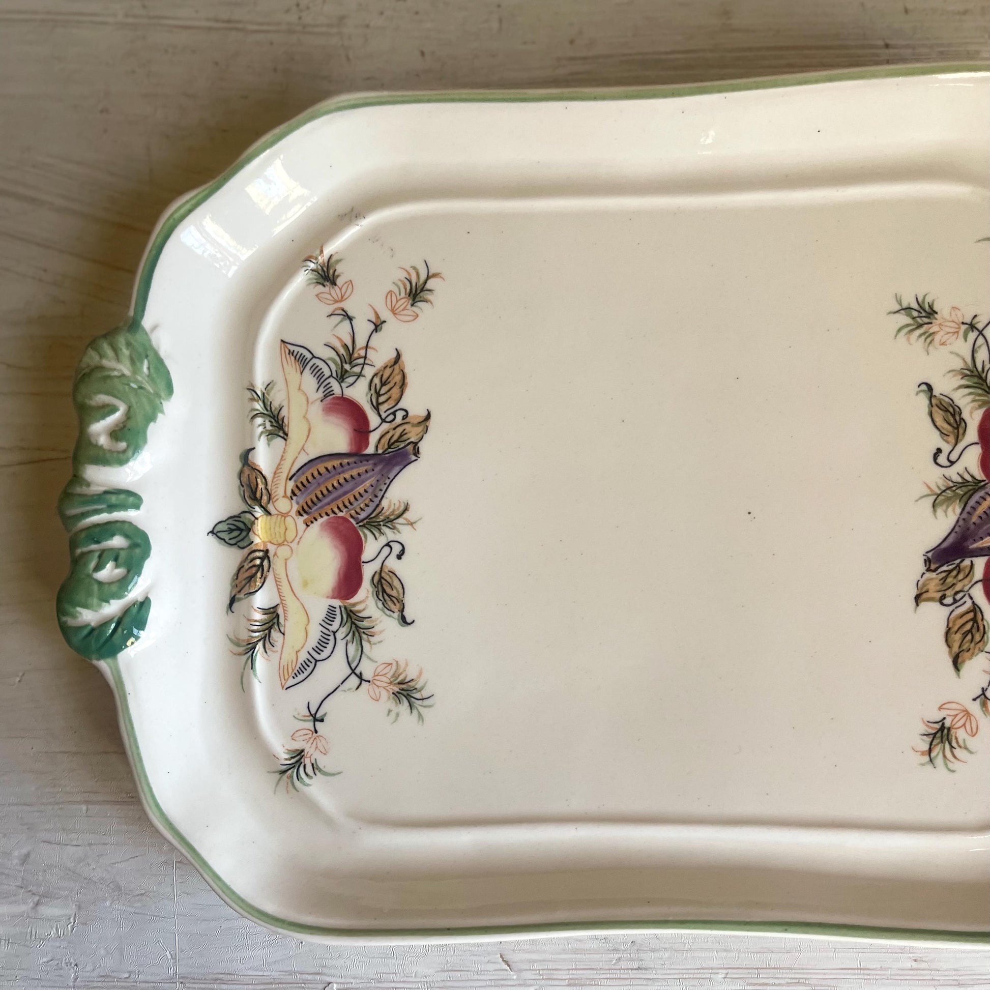 Vintage Caribbean White Ceramic Serving Platter | Hand-Painted Fruit Design | Vintage Platter
