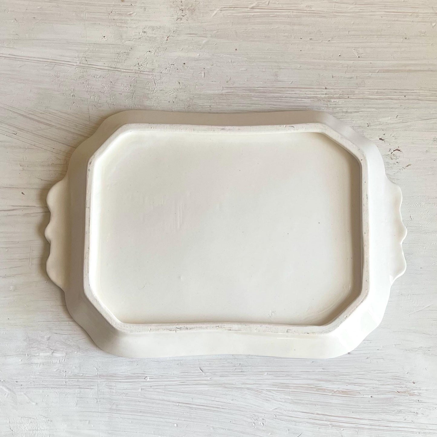 Vintage Caribbean White Ceramic Platter: Hand-Painted Fruit, Mint Green Trim