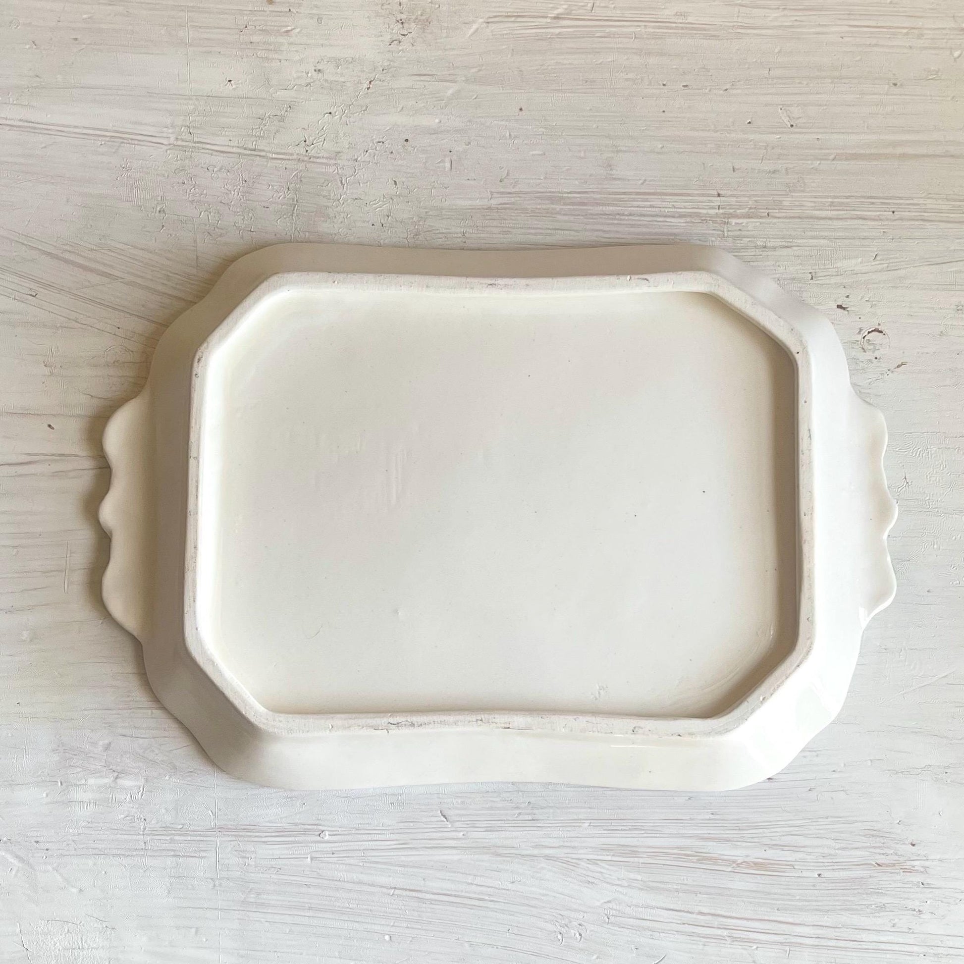Vintage Caribbean White Ceramic Platter: Hand-Painted Fruit, Mint Green Trim
