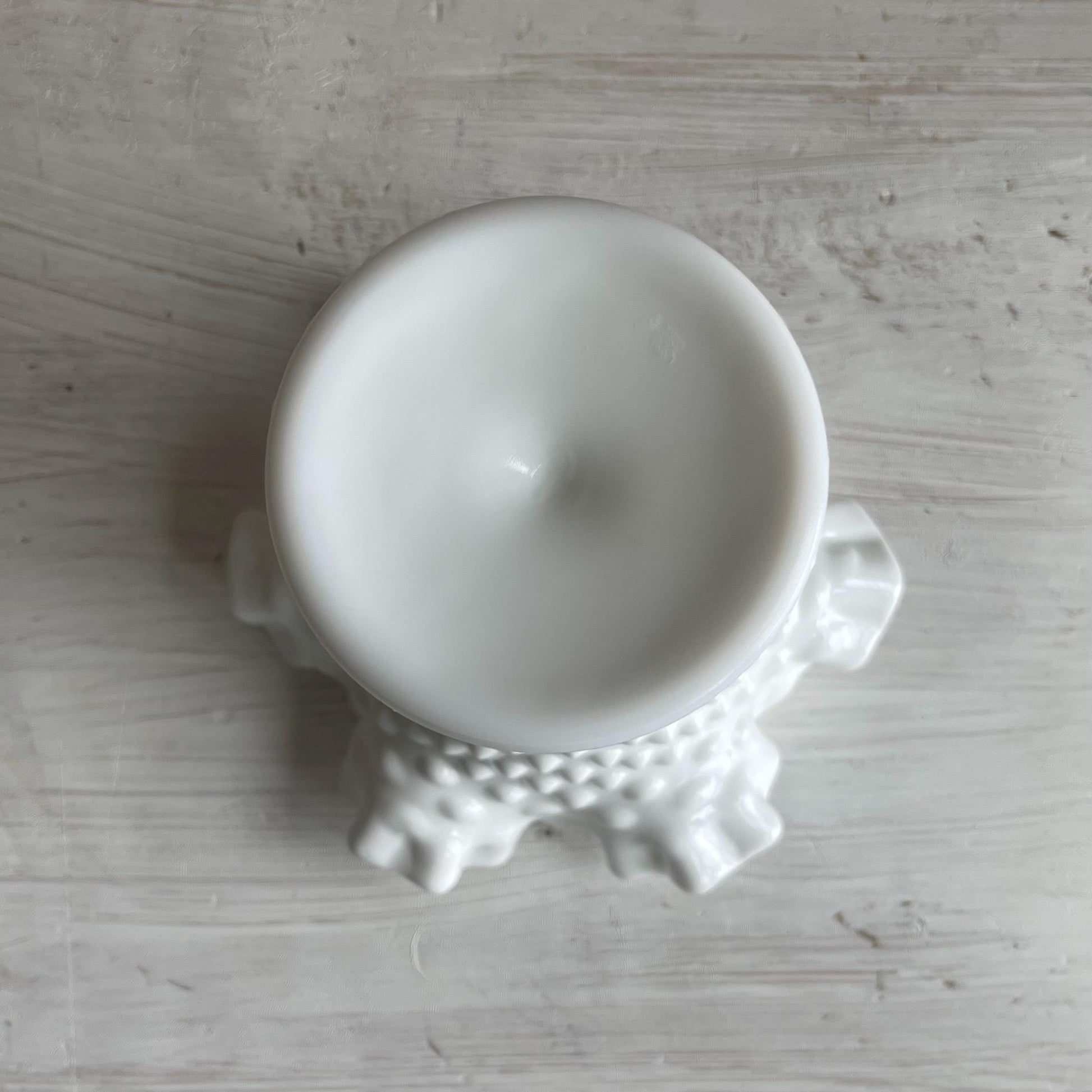 Fenton Milk Glass Compote with Ruffled Edge - 6 Inch Hobnail Milk Glass Compote - Vintage Fenton Milk Glass Collection - Cottage Decor