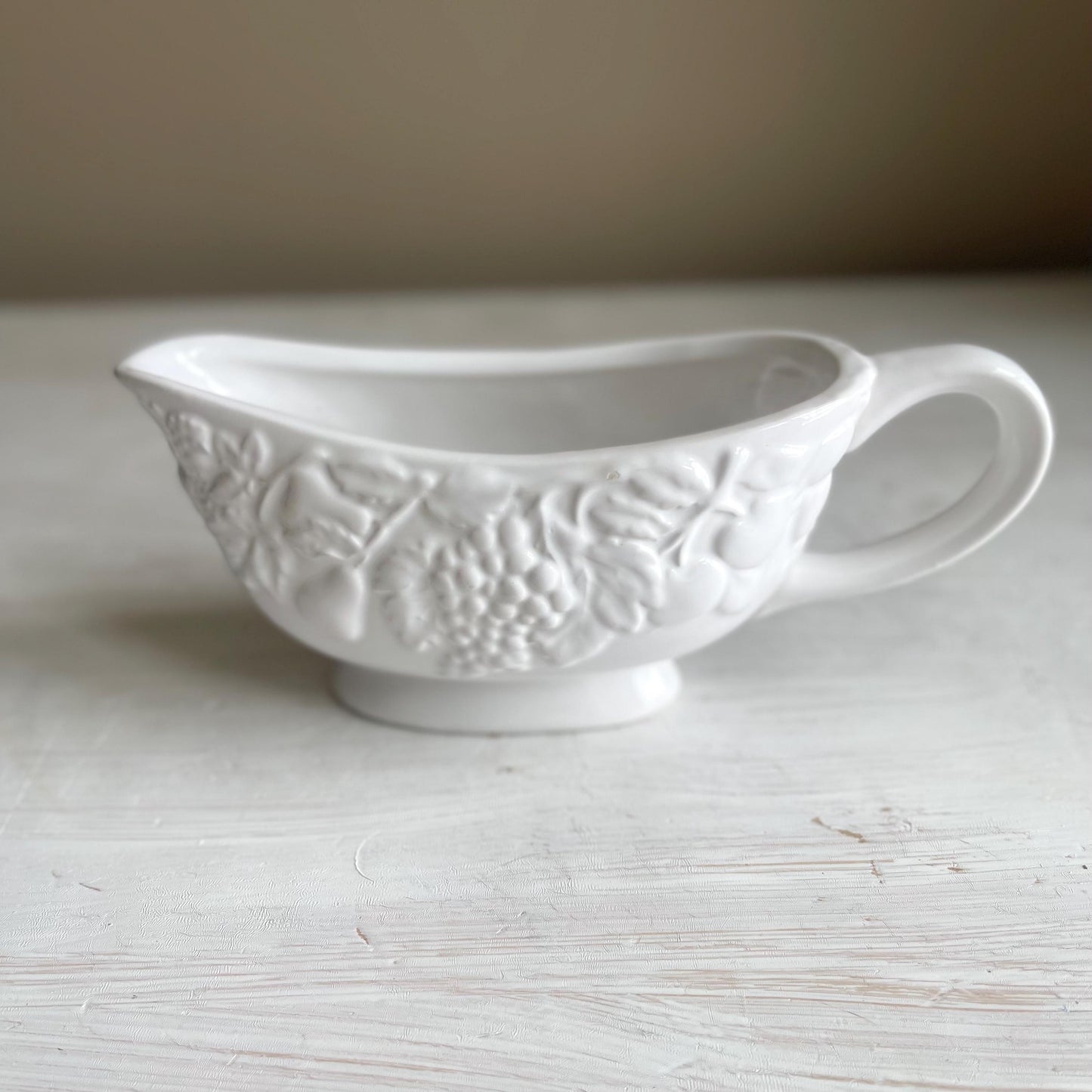 Gravy Boat with Plate by WCL China - Grape Pattern Gravy Boat - Vintage Gravy Boat