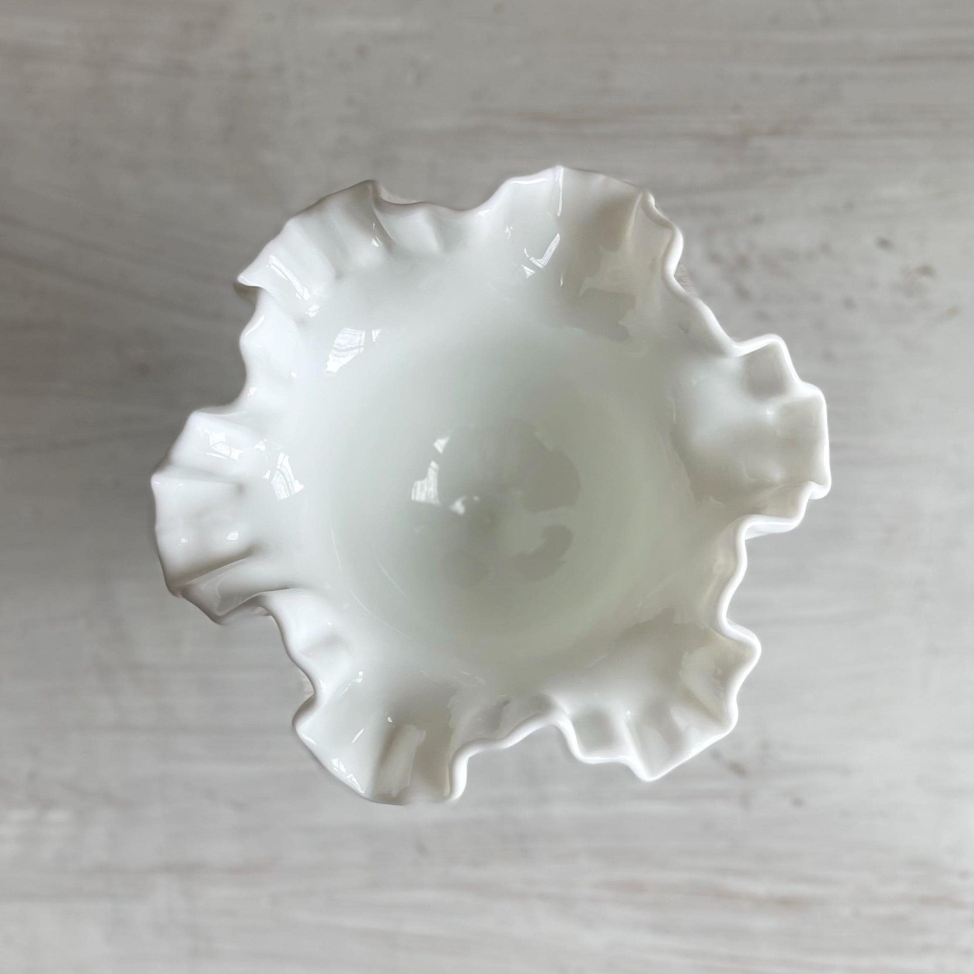 Fenton Milk Glass Compote with Ruffled Edge - 6 Inch Hobnail Milk Glass Compote - Vintage Fenton Milk Glass Collection - Cottage Decor