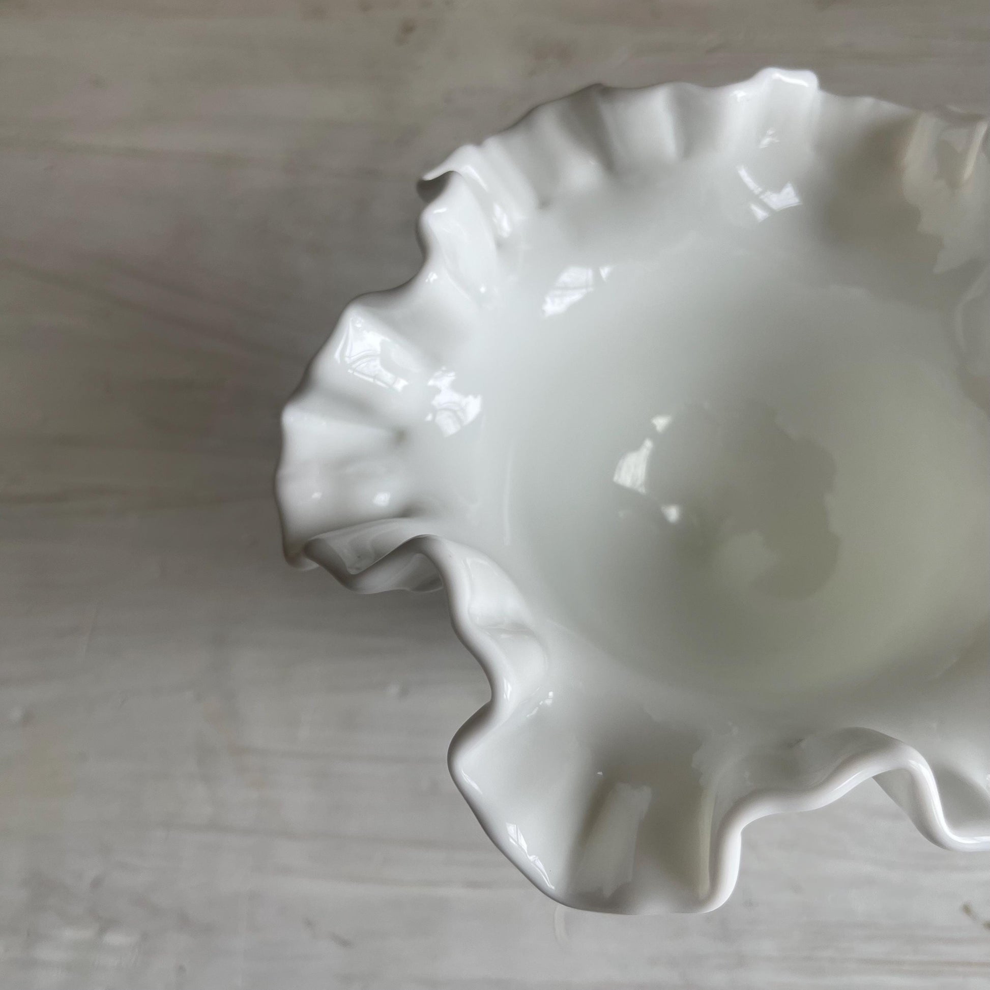 Fenton Milk Glass Compote with Ruffled Edge - 6 Inch Hobnail Milk Glass Compote - Vintage Fenton Milk Glass Collection - Cottage Decor