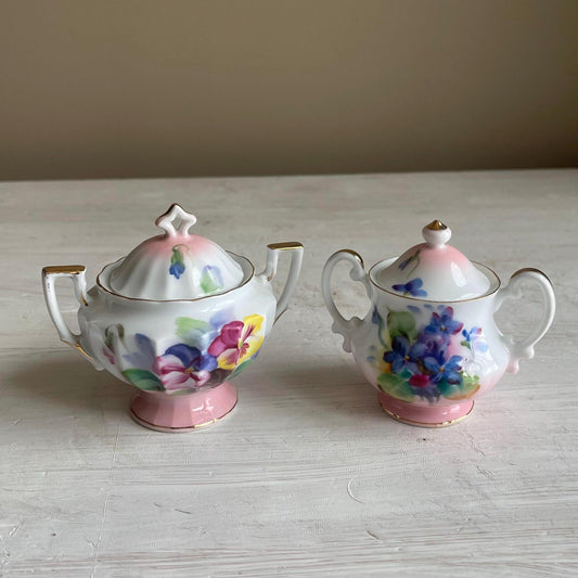 Vintage Takiro Japan Sugar Bowl and Creamer Set - Japanese China - Vintage Mini Sugar Bowl and Creamer - Hand Painted - Tea Lover Gift