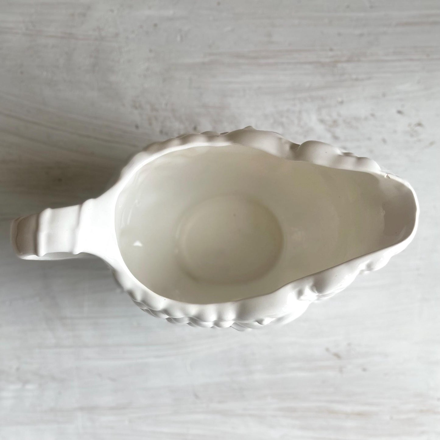 Vintage Sig Japan Porcelain Gravy Boat: Embossed Grape Design