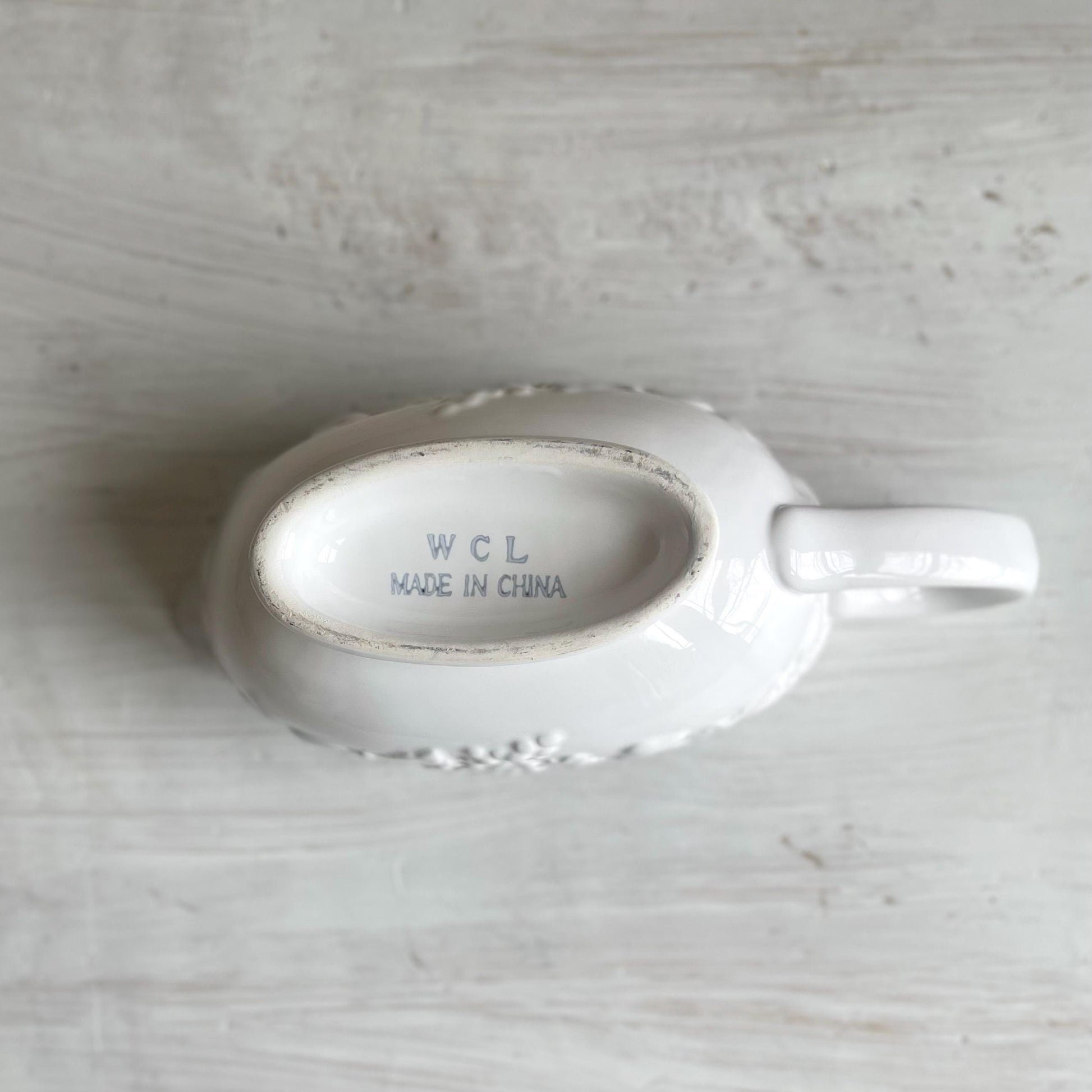 Gravy Boat with Plate by WCL China - Grape Pattern Gravy Boat - Vintage Gravy Boat