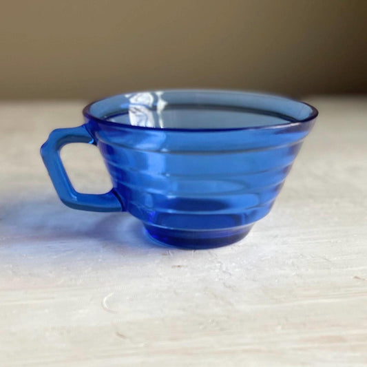 Vintage Hazel Atlas Cobalt Blue Glass Mug - Art Deco Cup