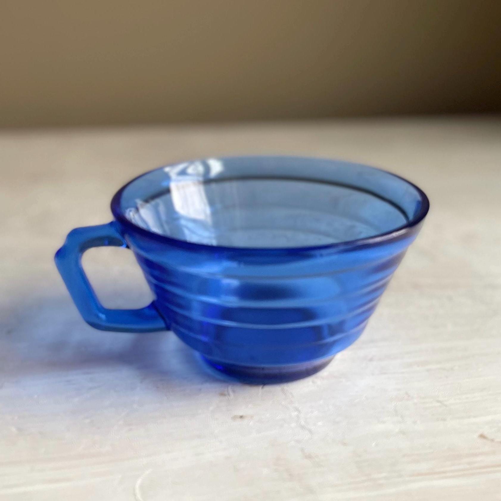 Vintage Hazel Atlas Cobalt Blue Glass Mug - Art Deco Cup