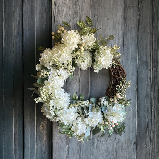 Spring Wreath | Elegant Spring Wreath | Spring Wreath for Front Door | Farmhouse Wreath | Handmade Spring Wreath | Hydrangea Wreath