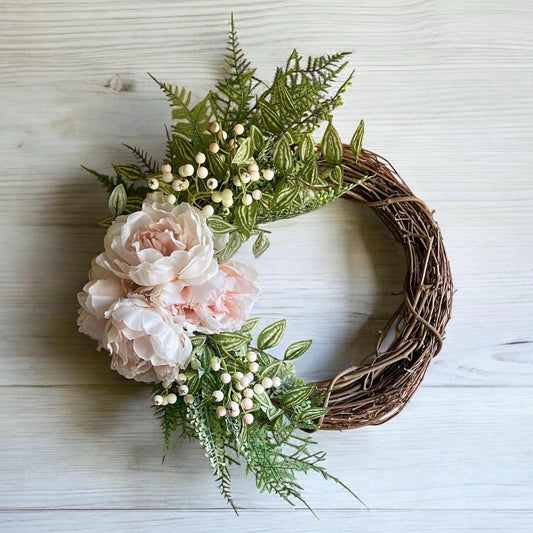 Spring Wreath | Pink Peony | Sprong Decor | Spring Wreath for Front Door | Farmhouse Wreath | Handmade Spring Wreath | Rustic Wreath