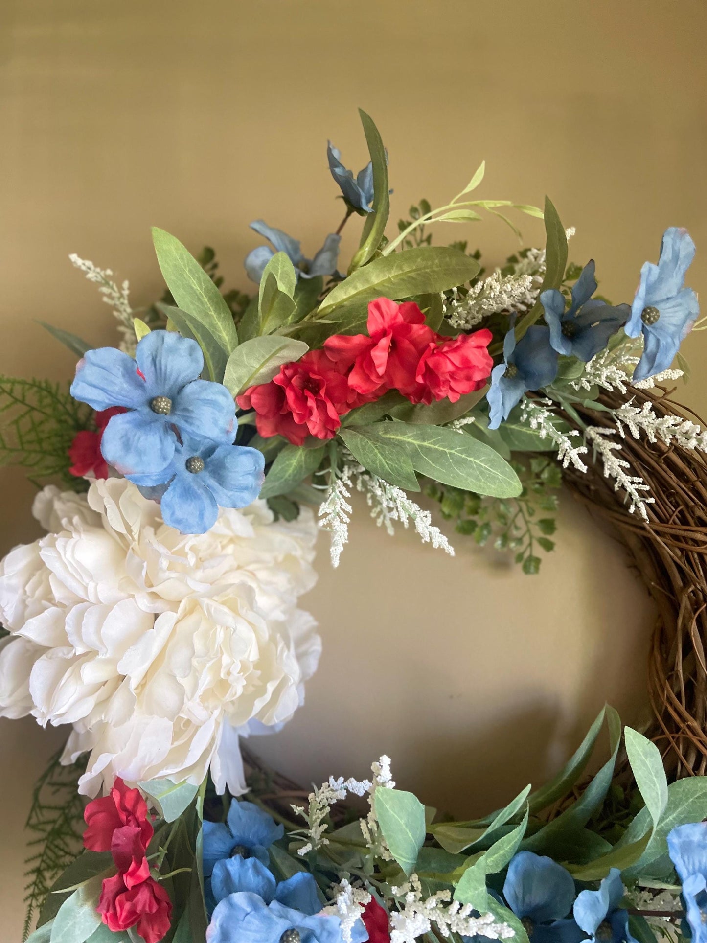 Red White Blue Wreath | Elegant 4th of July Wreath | Summer Decor