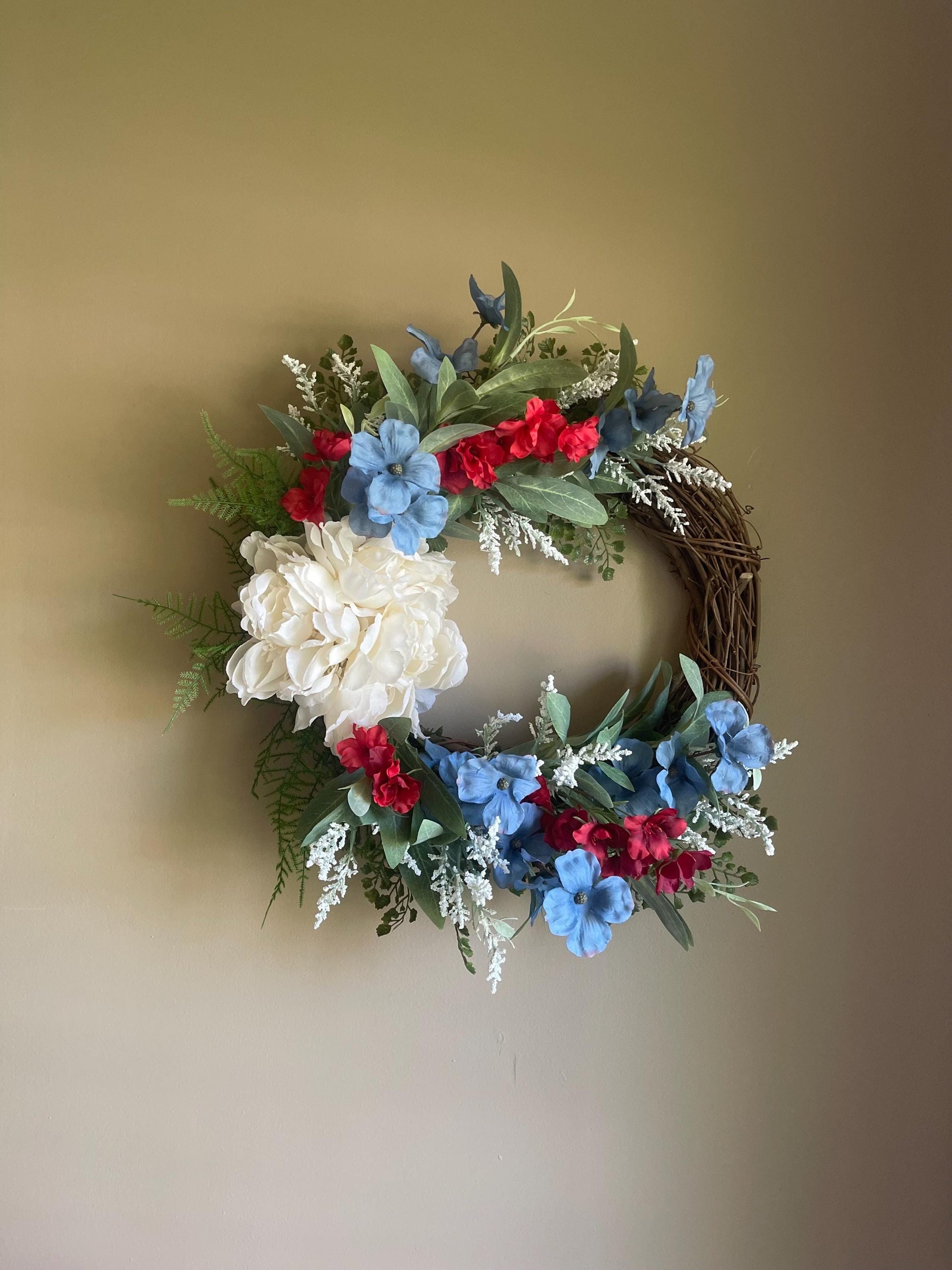 Red White Blue Wreath | Elegant 4th of July Wreath | Summer Decor