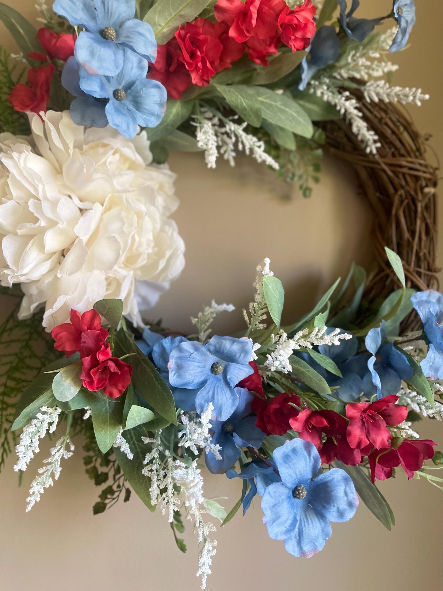 Red White Blue Wreath | Elegant 4th of July Wreath | Summer Decor
