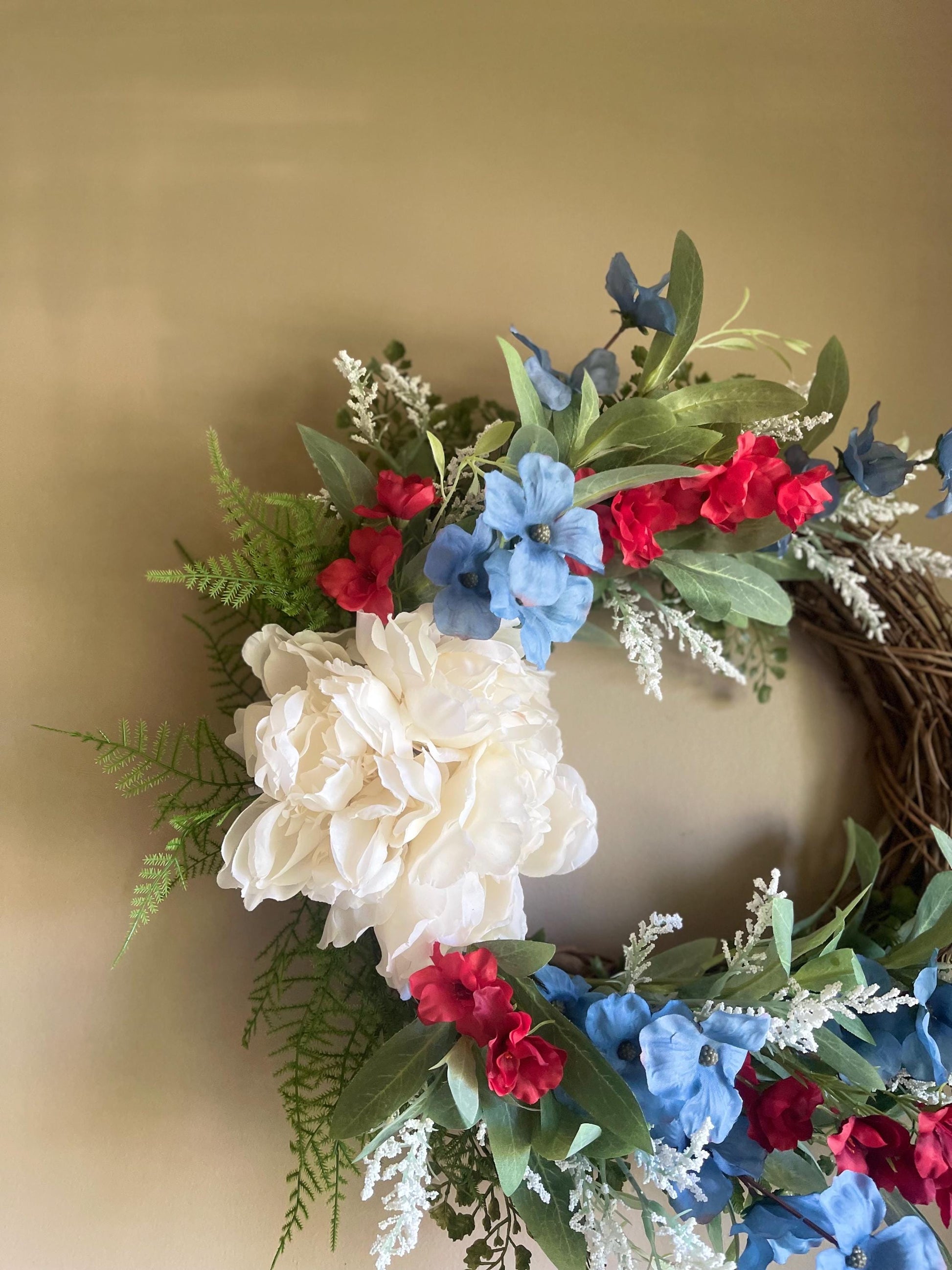 Red White Blue Wreath | Elegant 4th of July Wreath | Summer Decor