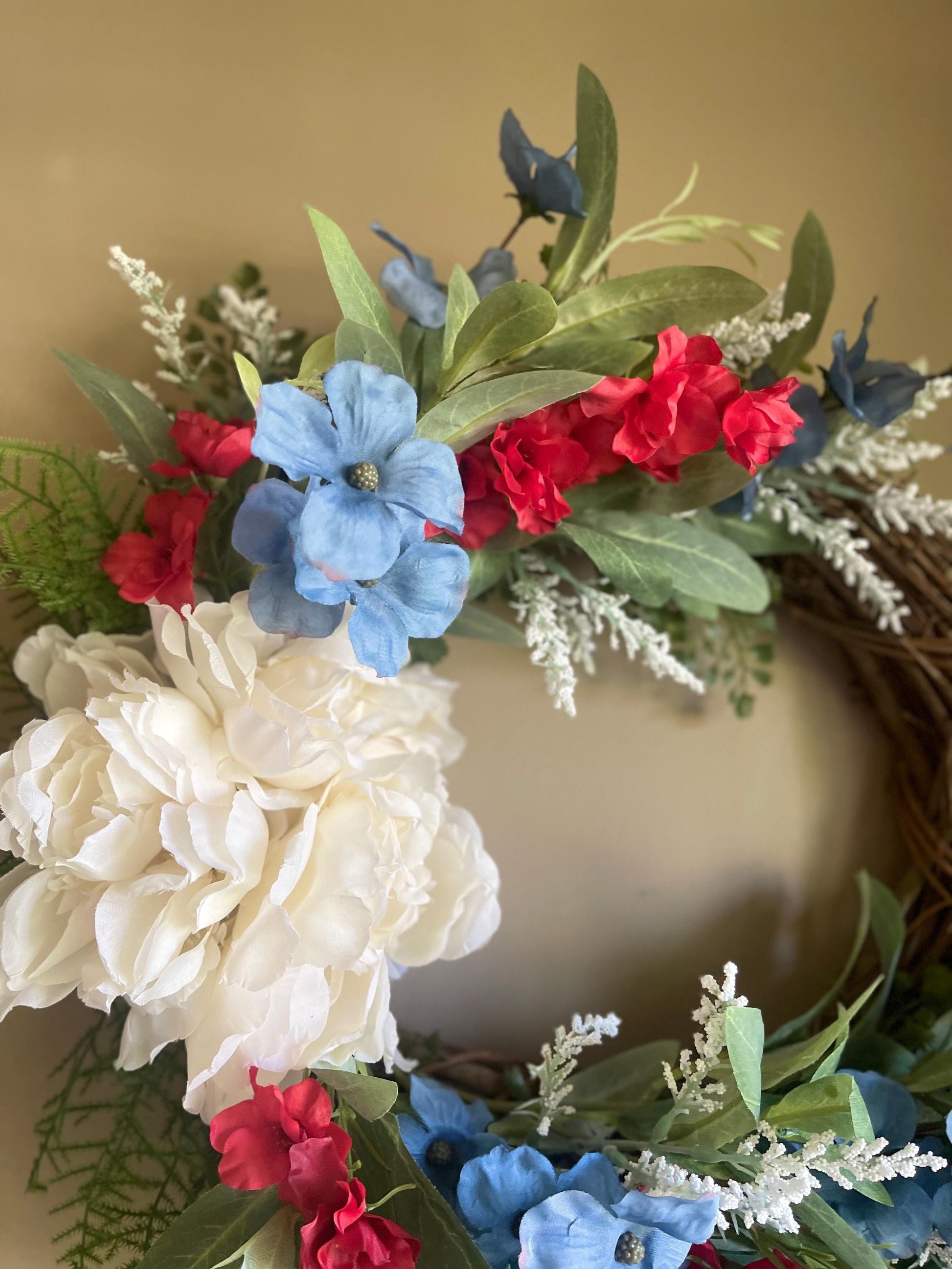 Red White Blue Wreath | Elegant 4th of July Wreath | Summer Decor