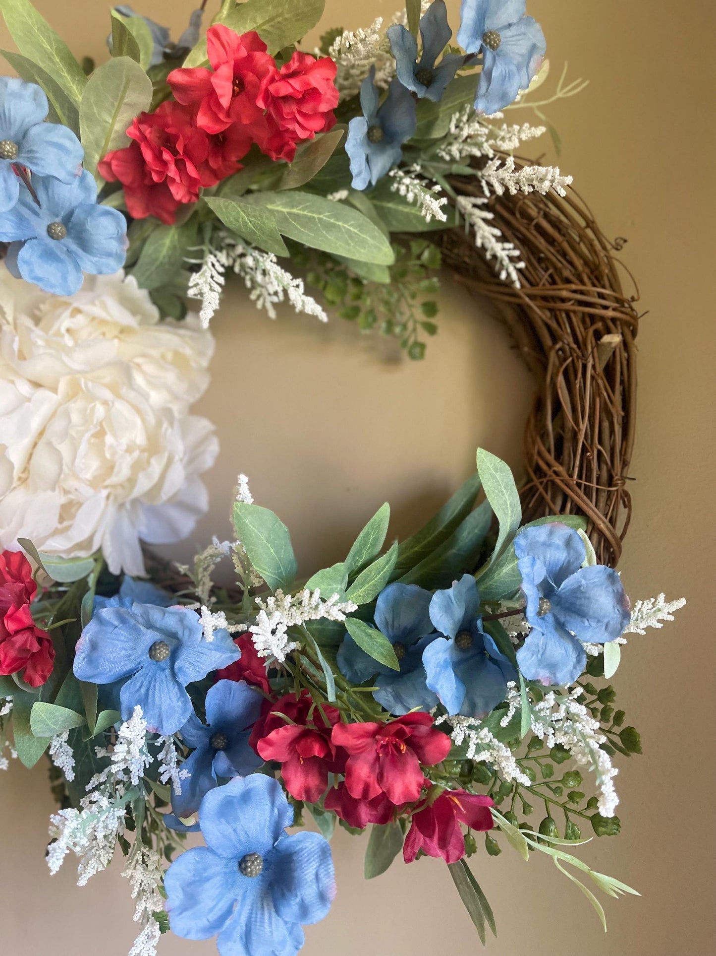 Red White Blue Wreath | Elegant 4th of July Wreath | Summer Decor