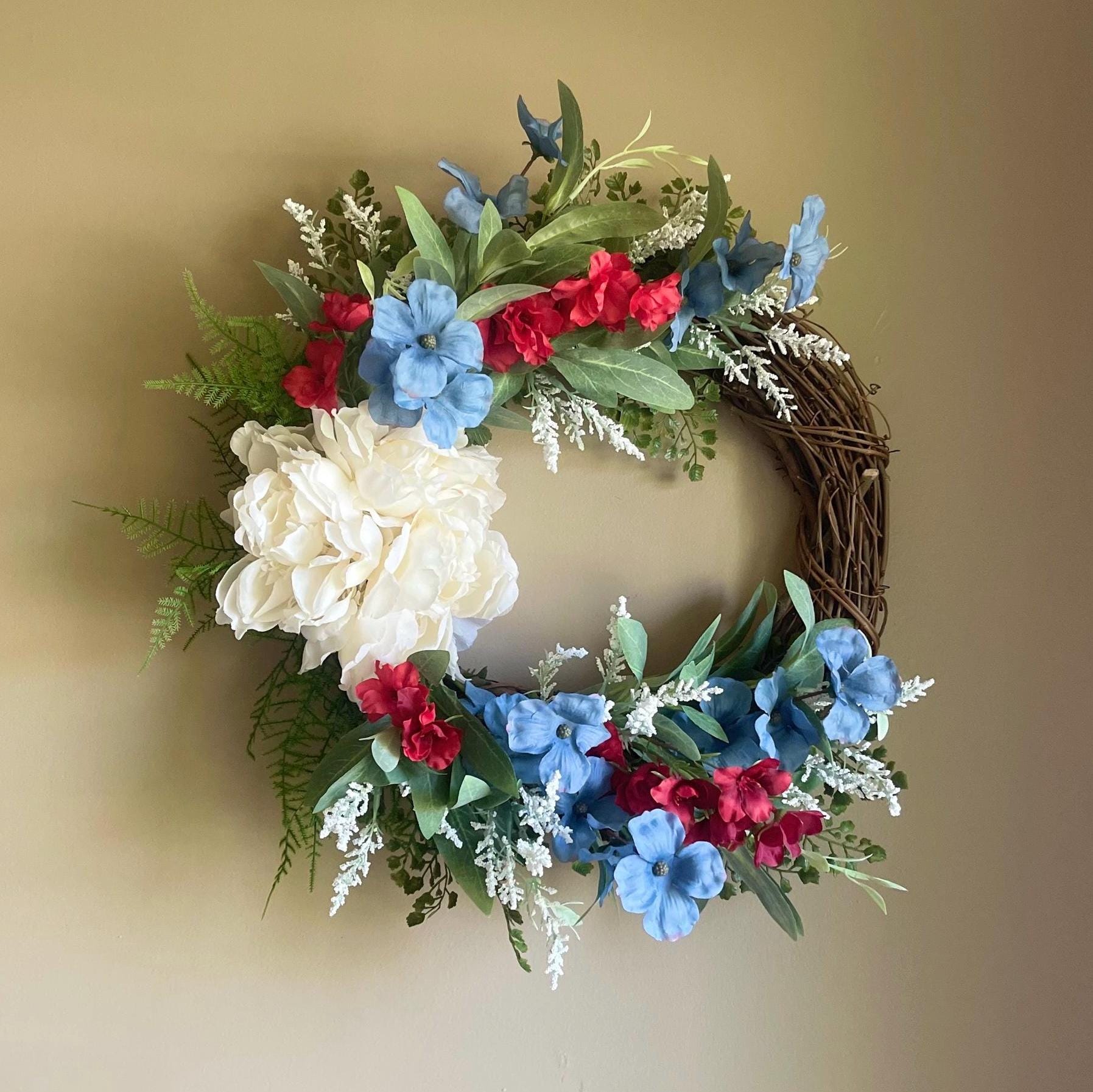 Red White Blue Wreath | Elegant 4th of July Wreath | Summer Decor