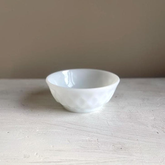 Milk Glass Fruit Bowl | Anchor Hocking Fire King Kimberly Diamond Bowl | Vintage Dessert Bowl
