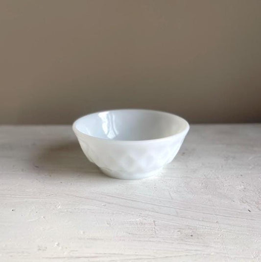 Vintage Fire King Milk Glass Bowl: Kimberly Diamond Pattern