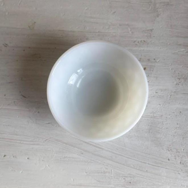 Milk Glass Fruit Bowl | Anchor Hocking Fire King Kimberly Diamond Bowl | Vintage Dessert Bowl